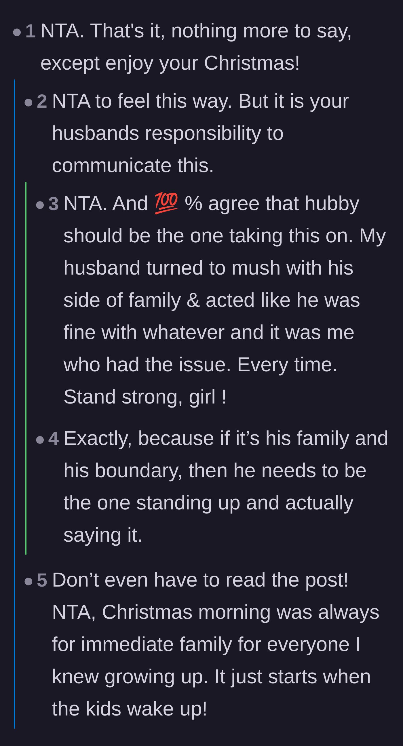 Comment thread 2 - Users agreeing the husband needs to be the one to communicate boundaries to his mother.