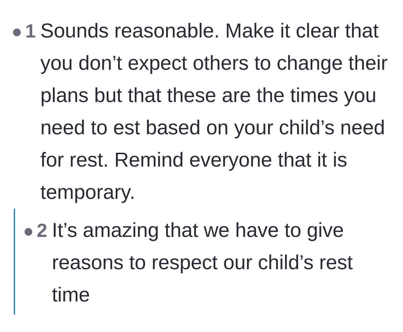 Comment thread 4 - Outrage over the fact that the parents even need to justify their toddler's basic biological need for sleep to grown adults.