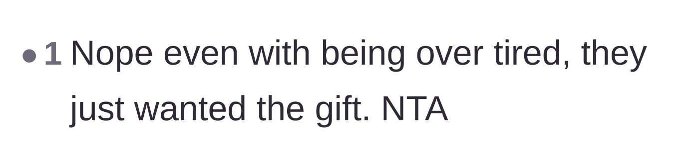 Comment thread 2 - A reader validating that the friend's invitation was purely a shameless gift grab.