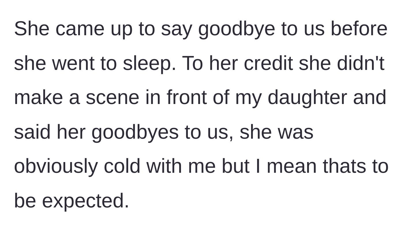 Story part 17 - MIL giving a cold, bitter goodbye to the family without causing a scene.