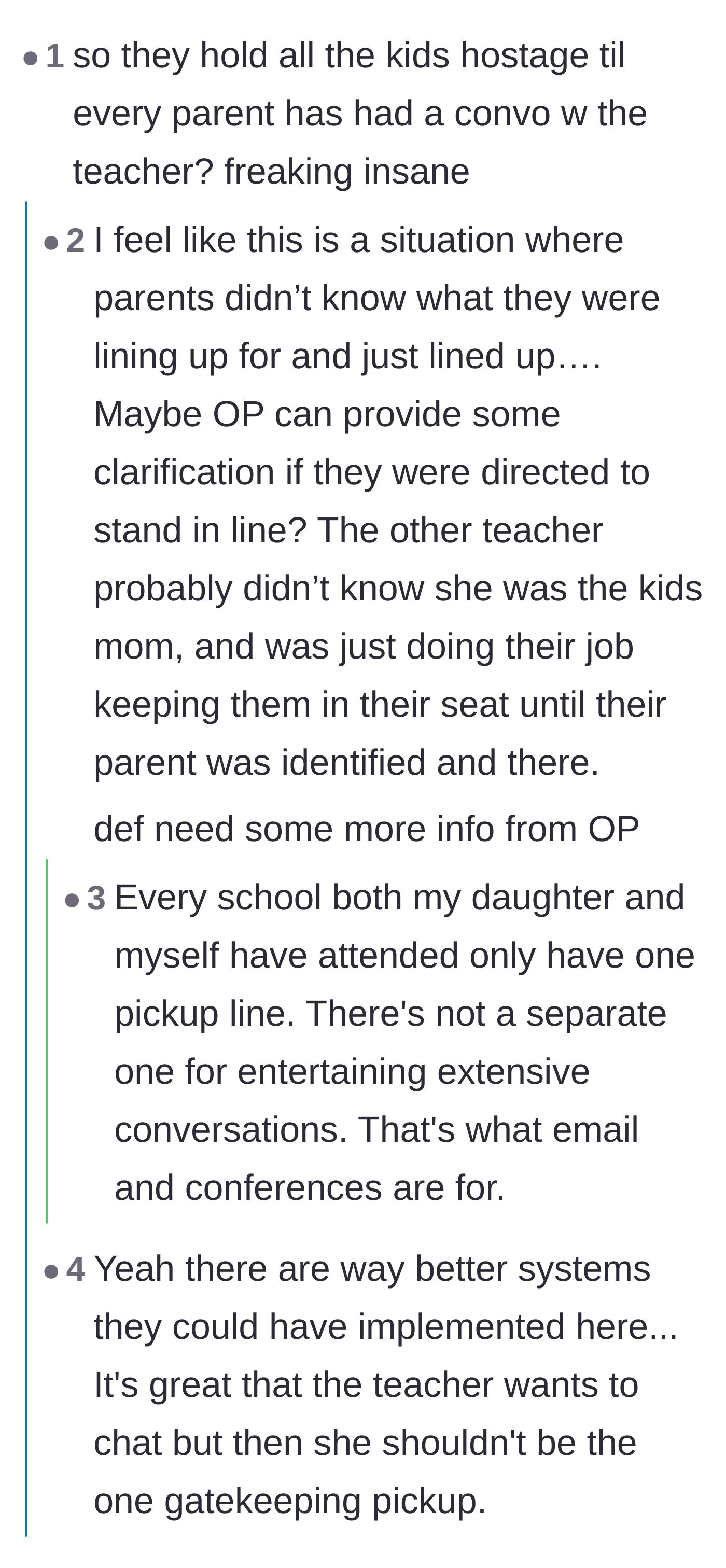 Comment thread 2 - Debating the school's bizarre choice to hold children captive instead of just handing them over.