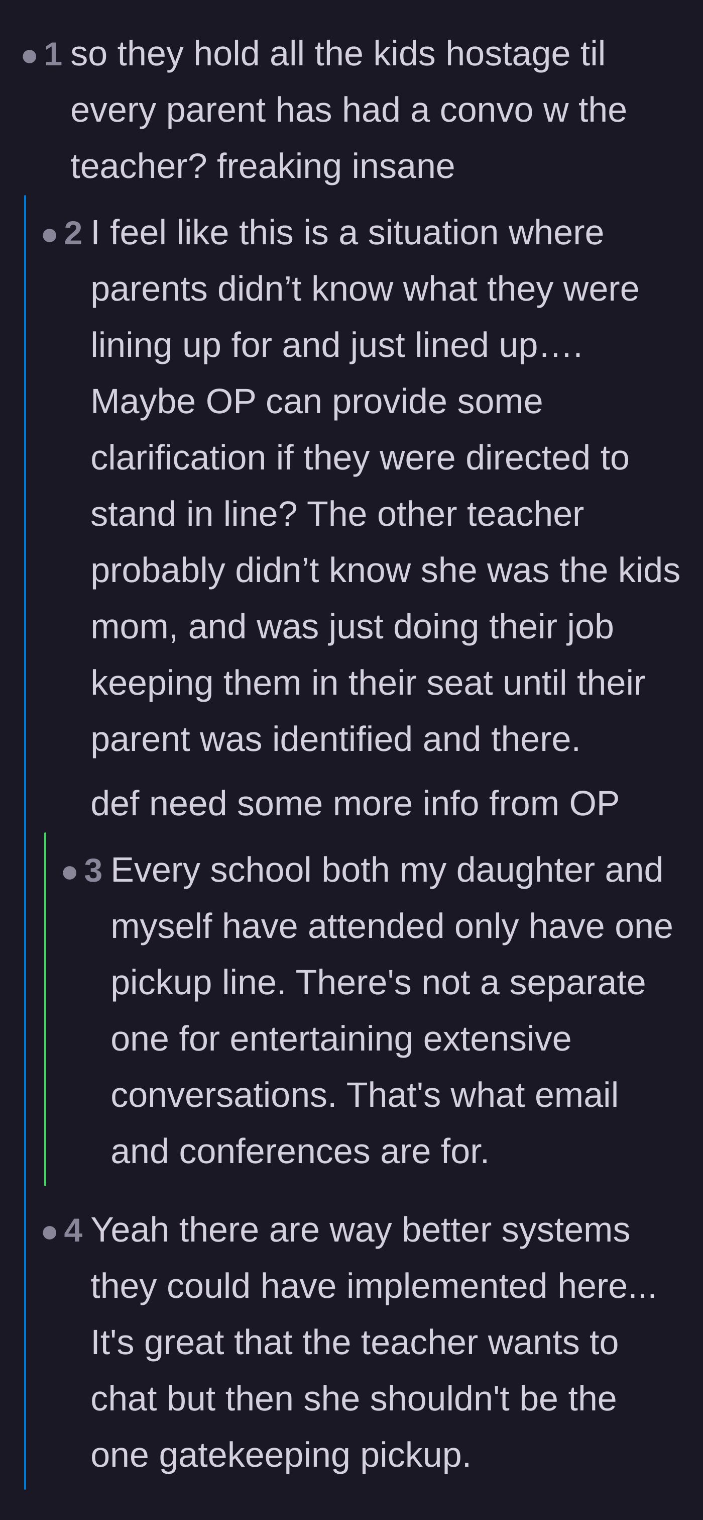 Comment thread 2 - Debating the school's bizarre choice to hold children captive instead of just handing them over.