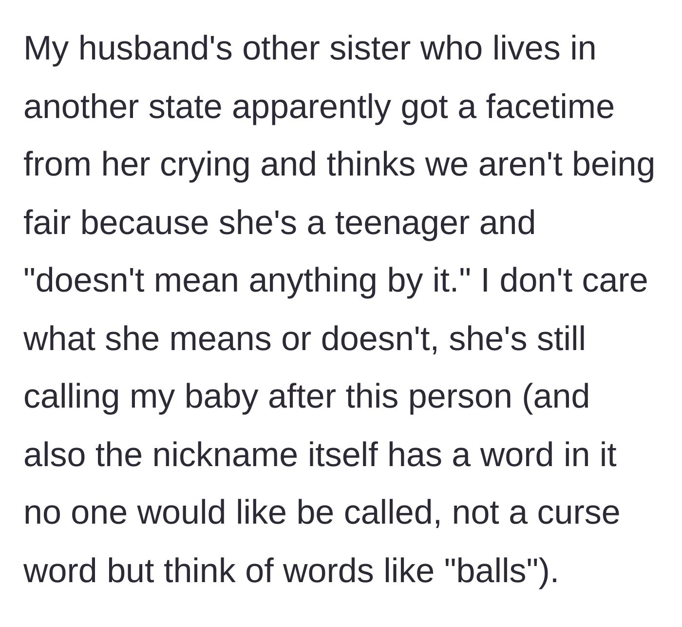 Story part 4 - An older sister-in-law calls to defend the teenager, trying to guilt-trip the parents by calling them unfair.