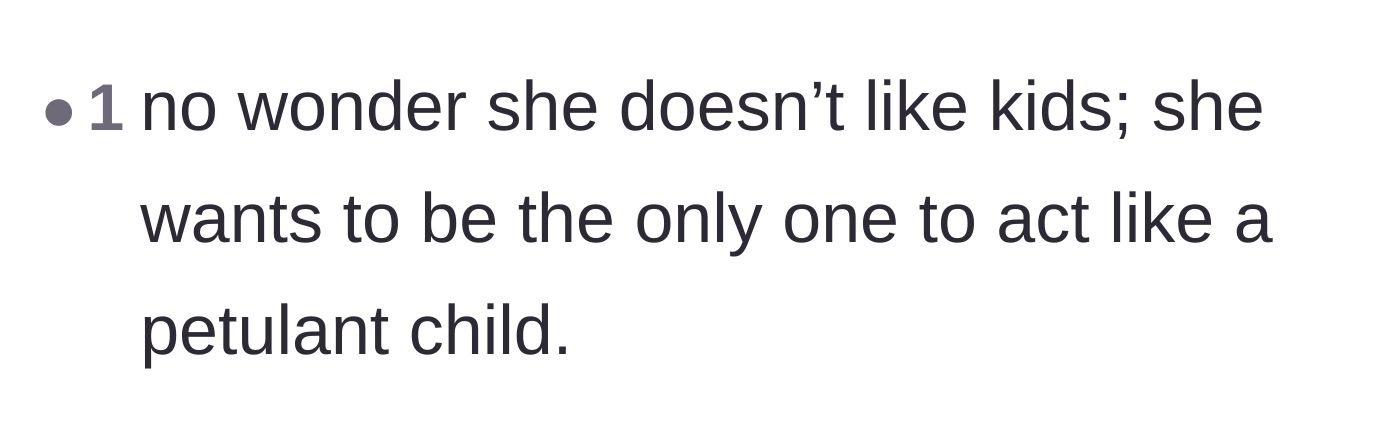 Comment thread 6 - A hilarious one-liner diagnosing the sister's bad behavior as a childish tantrum.