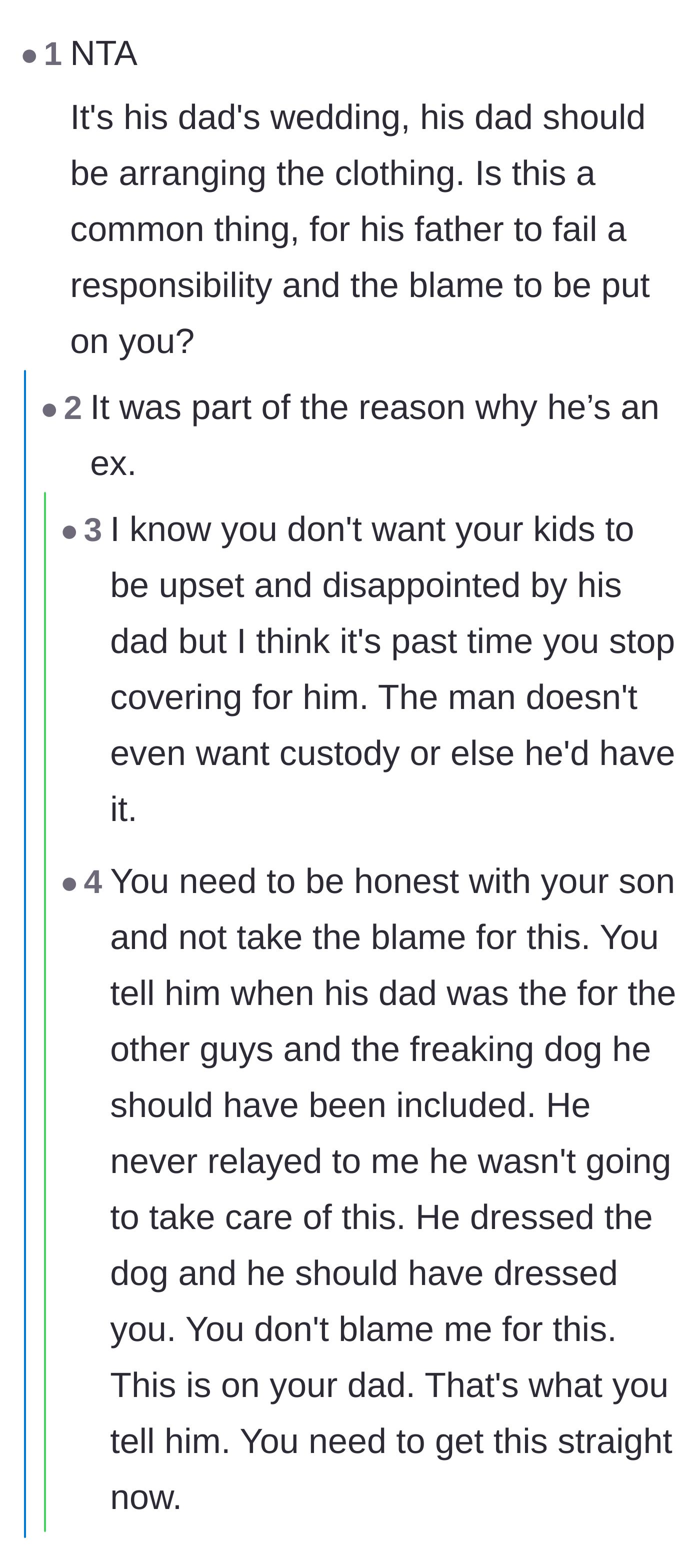 Comment thread 2 - A discussion about how the father's weaponized incompetence is the exact reason he is divorced.