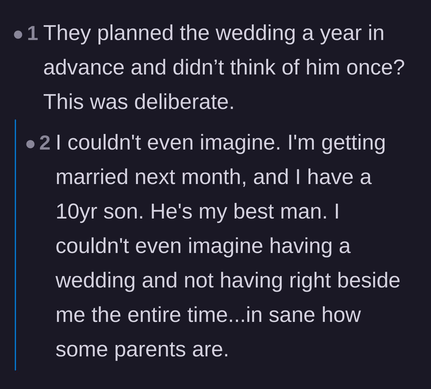 Comment thread 5 - A father expressing shock that a groom wouldn't ensure his son was properly included in the wedding party.