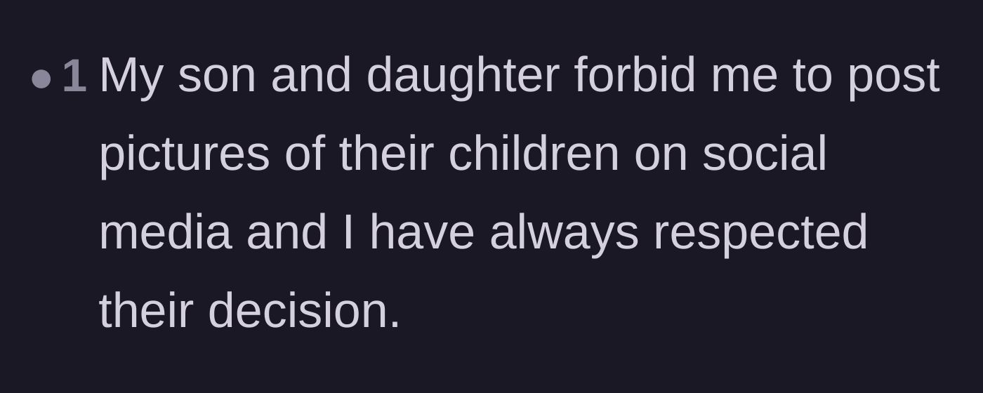 Comment thread 4 - A grandparent chimes in to quietly confirm they successfully respect their own children's photo bans.