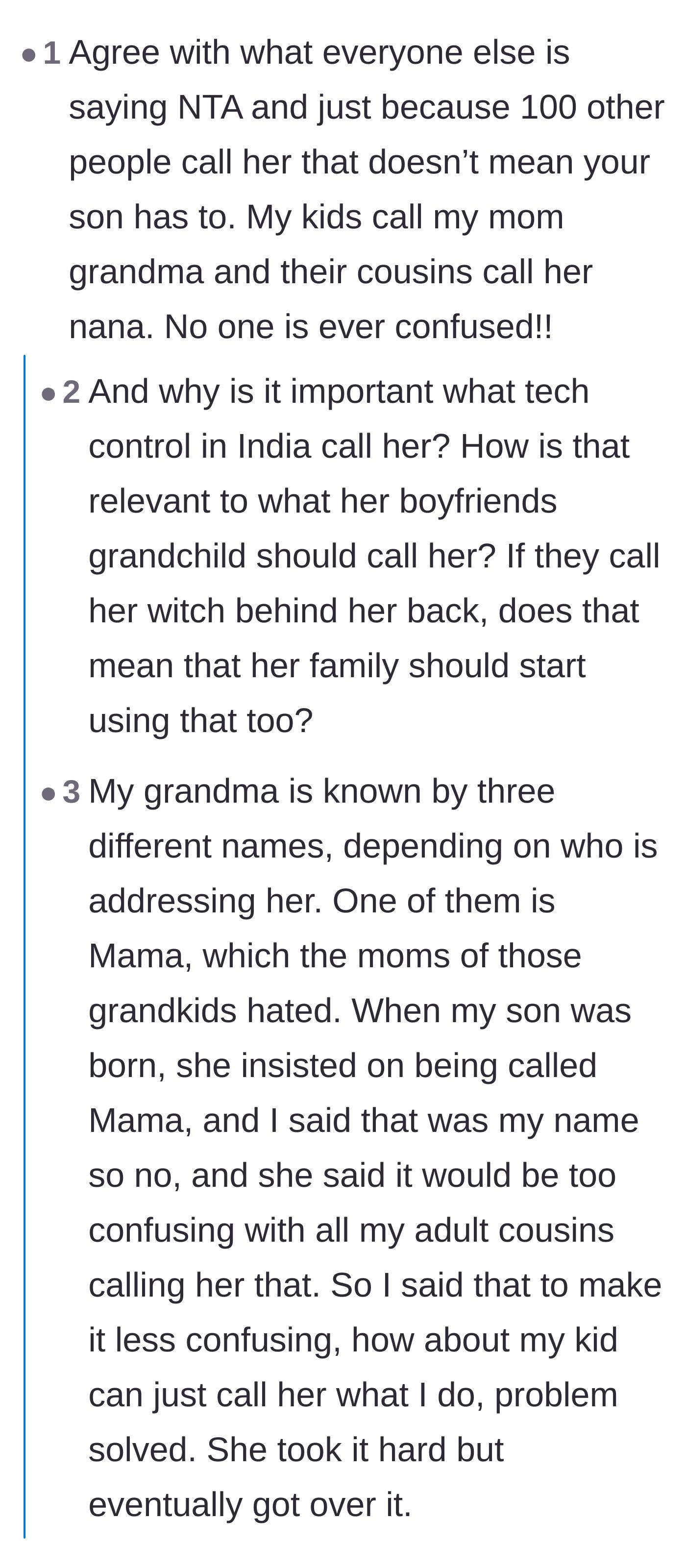 Comment thread 5 - Mockery of Jackie citing international tech support workers as a valid reason for the baby to call her Mama