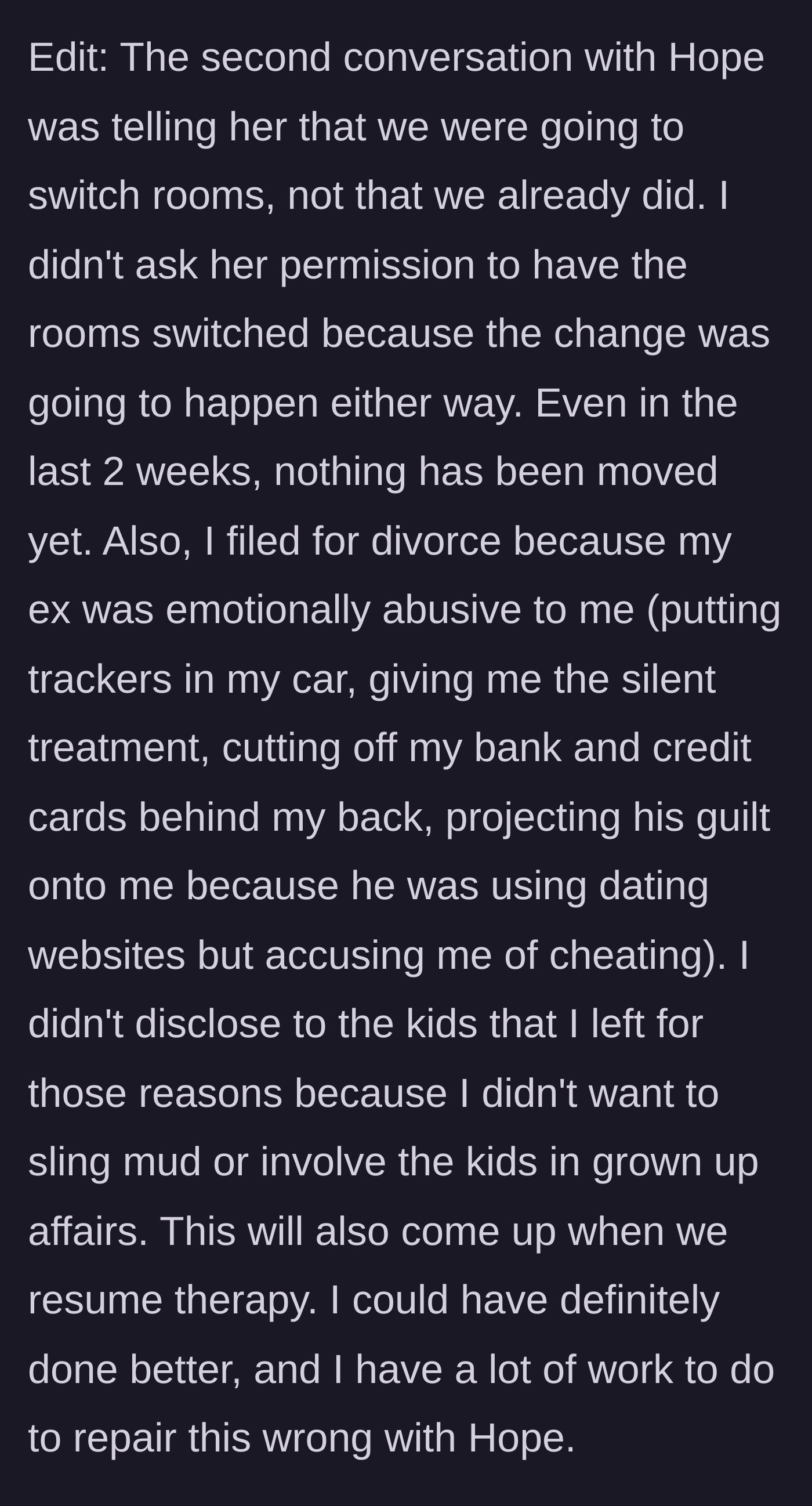 Story part 9 - An edit reveals the chilling extent of the ex-husband's emotional abuse, financial control, and cheating during the marriage.