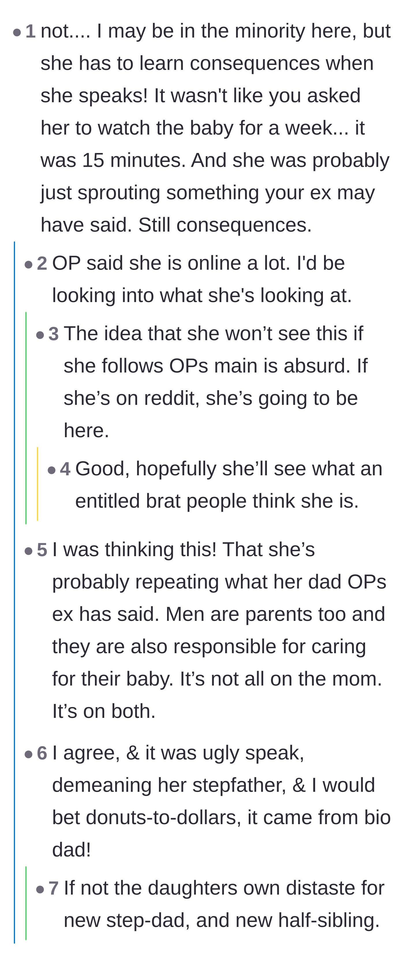 Comment thread 5 - Support for the mother's strict approach, arguing that a teenager needs real consequences for blatant disrespect.