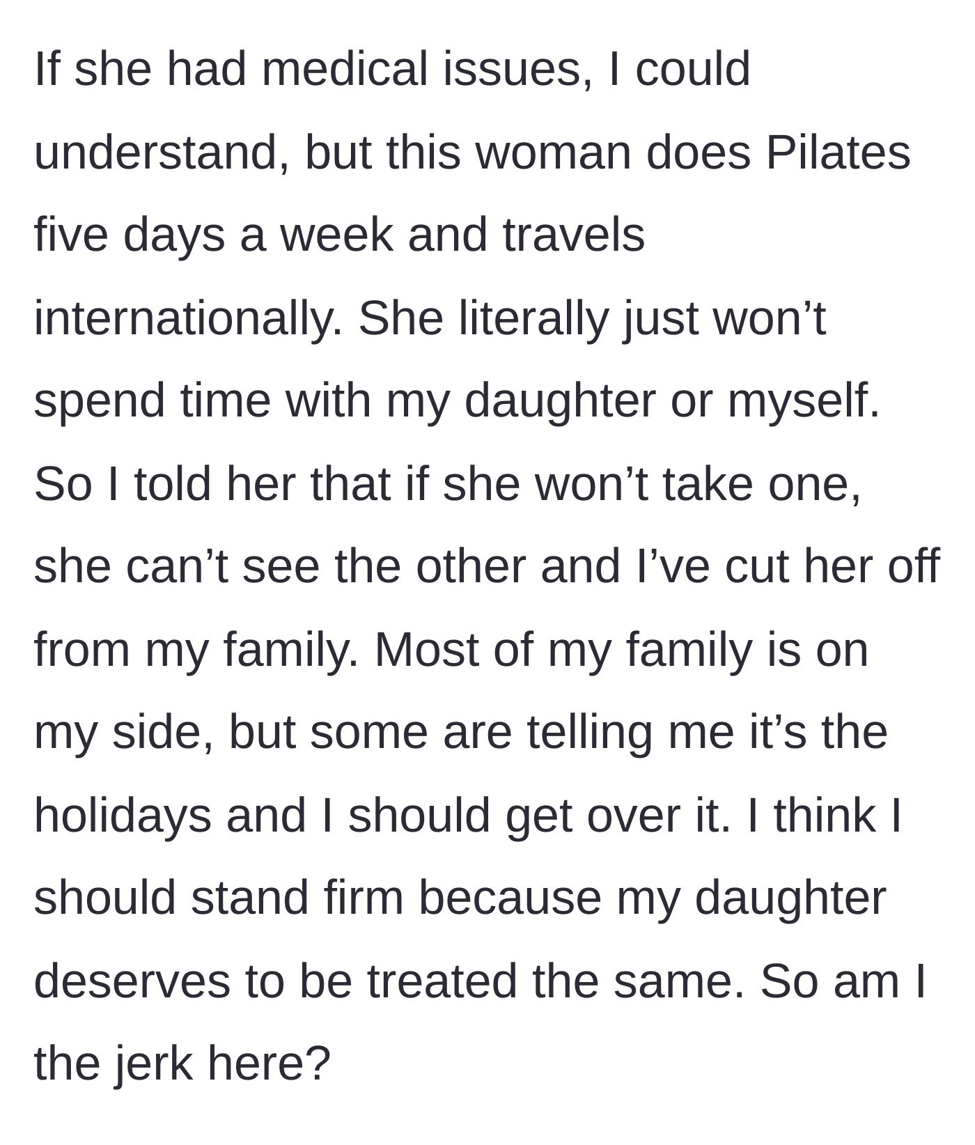 Story part 5 - Setting a firm boundary by cutting off contact, despite other family members demanding peace for the holidays
