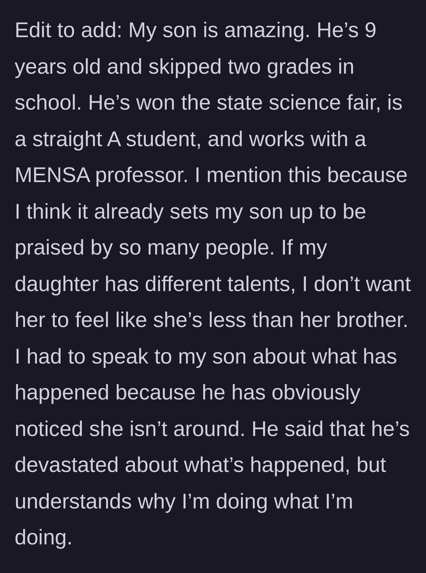 Story part 6 - Explaining the situation to the brilliant 9-year-old son, who understands and supports the painful estrangement