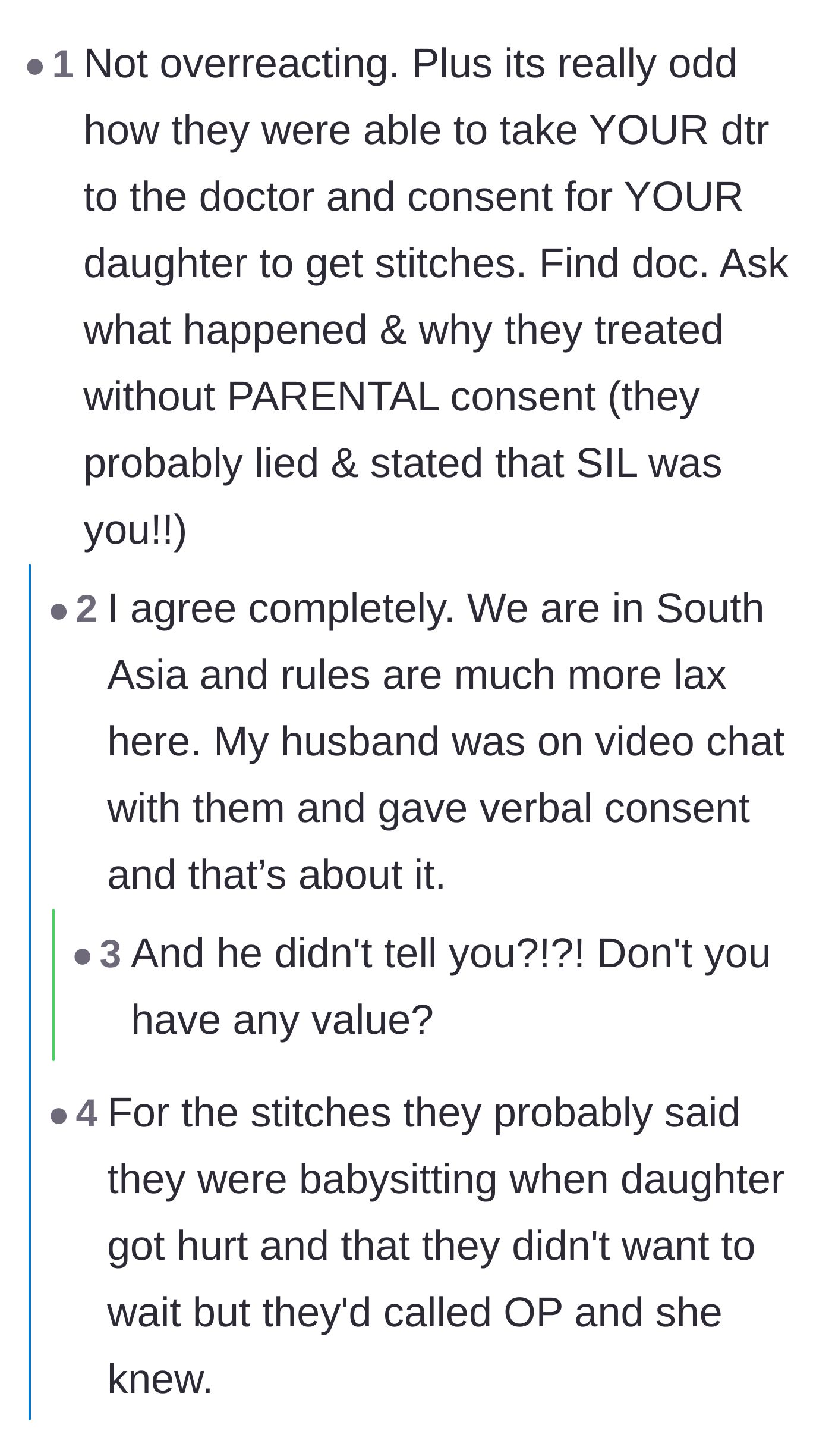 Comment thread 1 - A discussion about medical consent that reveals the husband was actually the one who orchestrated the secret.