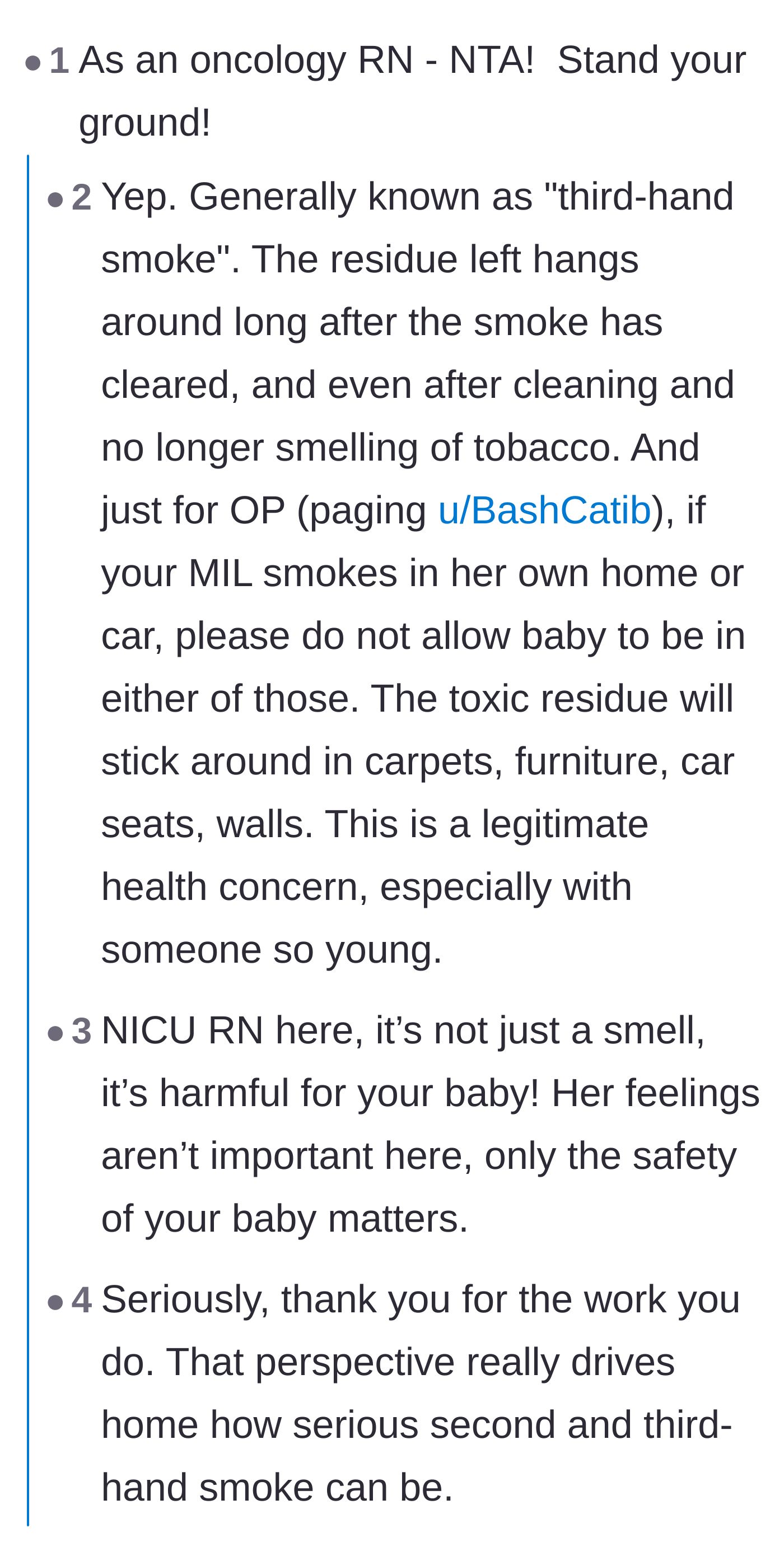 Comment thread 2 - Medical professionals confirming the dangers of third-hand smoke and users sharing stories of chronic childhood illnesses