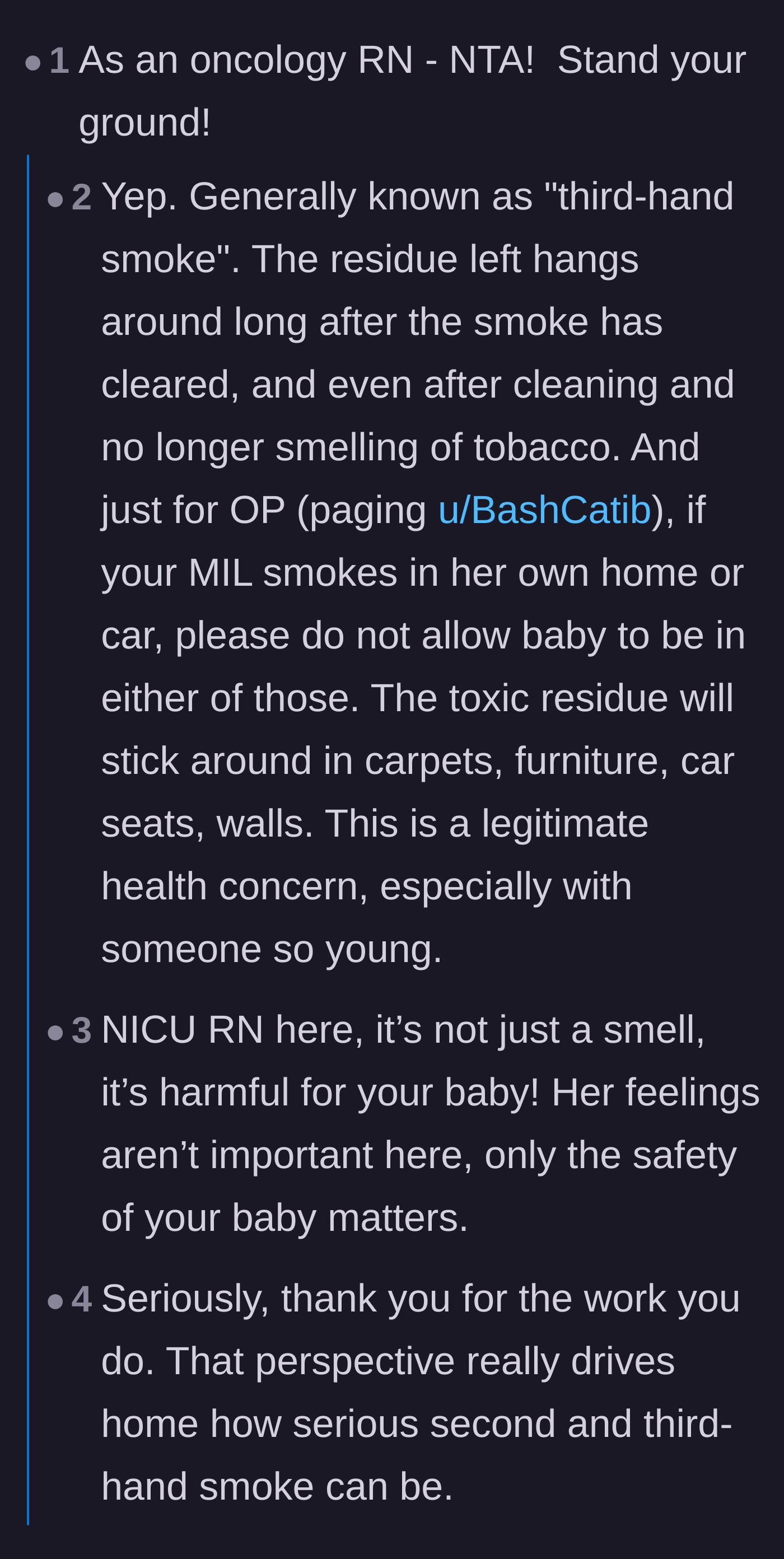 Comment thread 2 - Medical professionals confirming the dangers of third-hand smoke and users sharing stories of chronic childhood illnesses