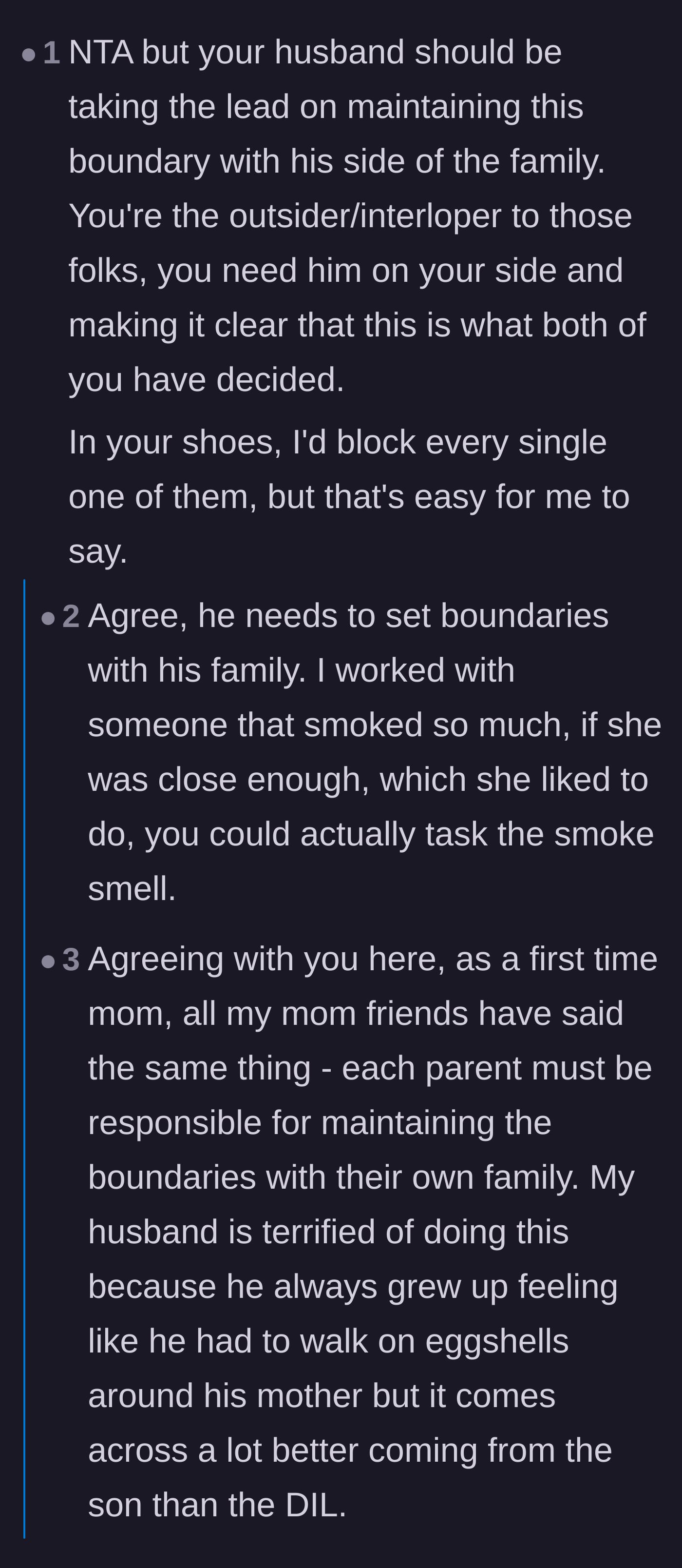 Comment thread 3 - The golden rule of marriage requiring each partner to manage their own family's boundaries