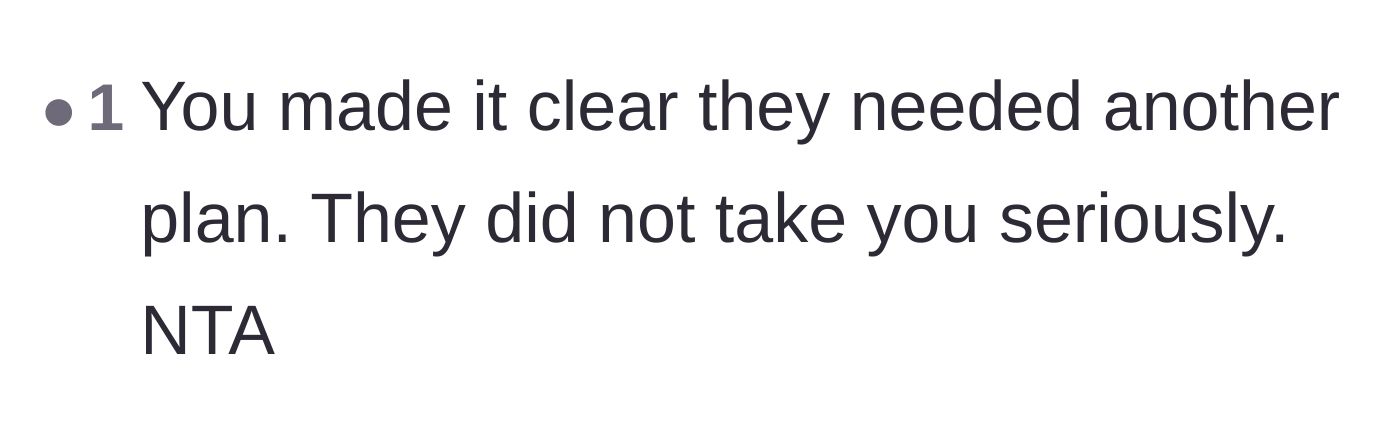 Comment thread 1 - Readers point out that the friend simply didn't take the main character's firm boundary seriously.