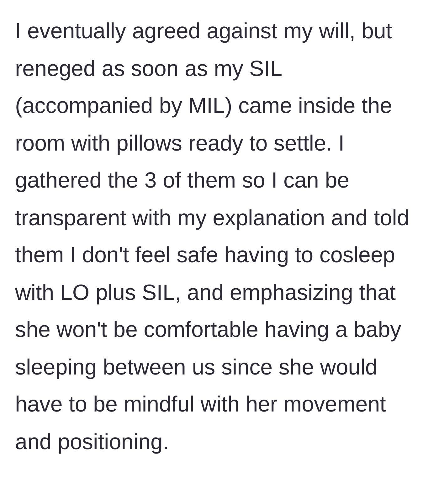 Story part 5 - The mother putting her foot down as the in-laws enter the room, explaining the safety risks for the baby.