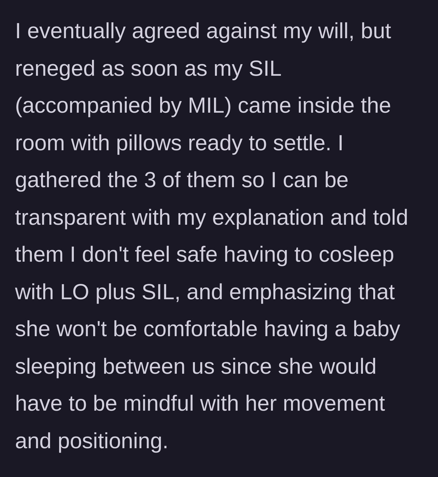 Story part 5 - The mother putting her foot down as the in-laws enter the room, explaining the safety risks for the baby.