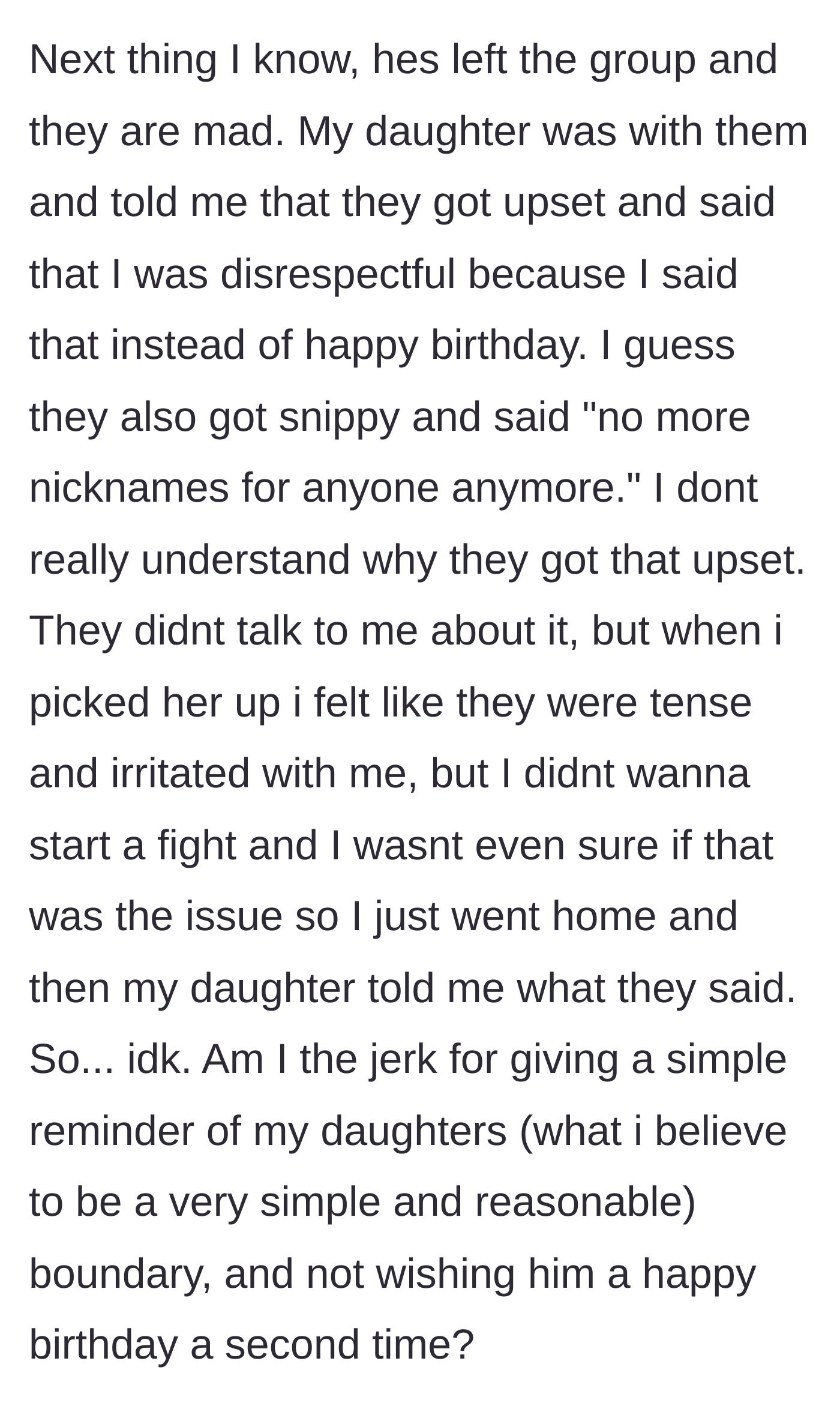 Story part 6 - The grandparents throw a tantrum, leave the group chat, and complain to the 12-year-old daughter about her mother's 'disrespect.'