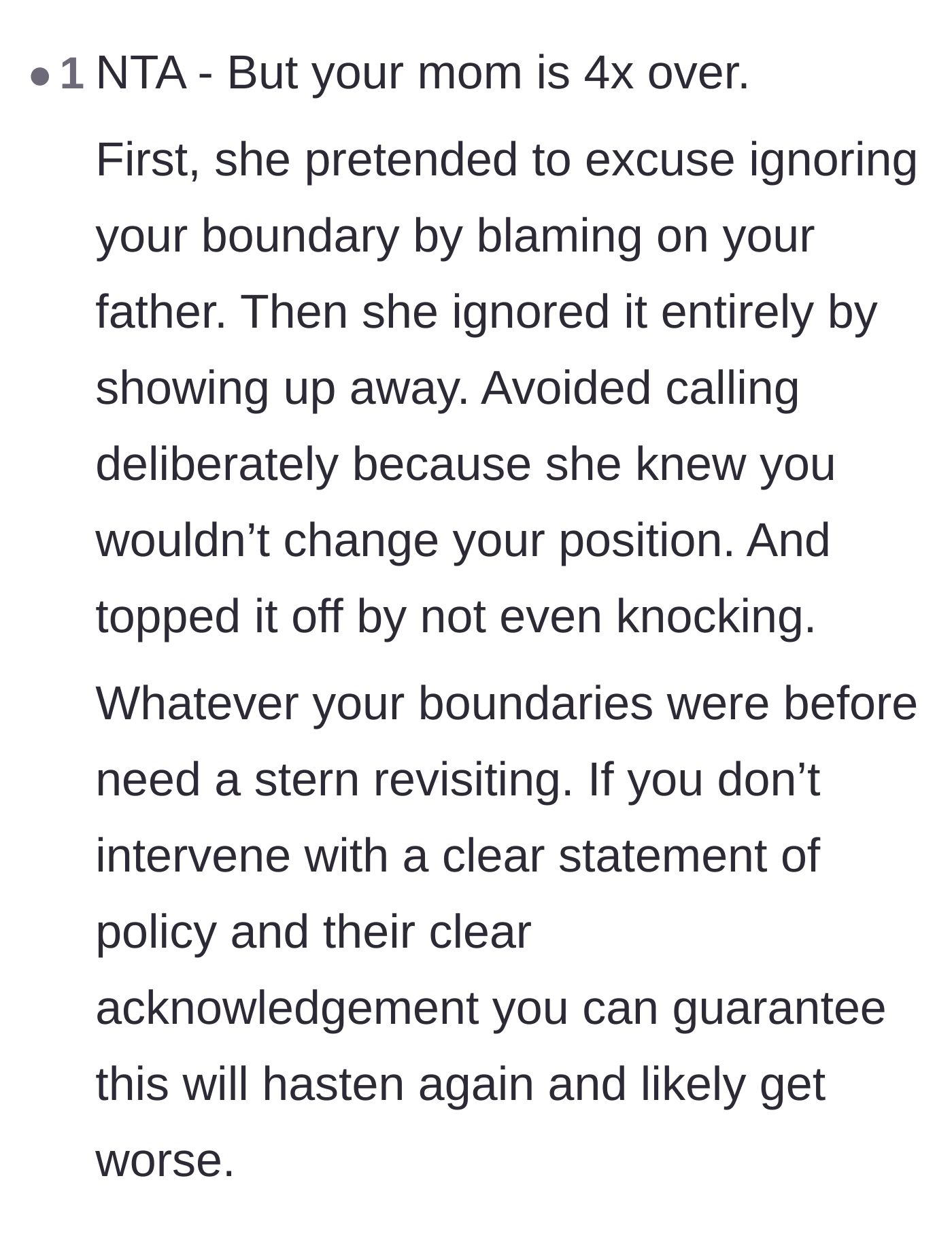 Comment thread 3 - A step-by-step breakdown of the grandmother's calculated manipulation tactics and deliberate boundary stomping.