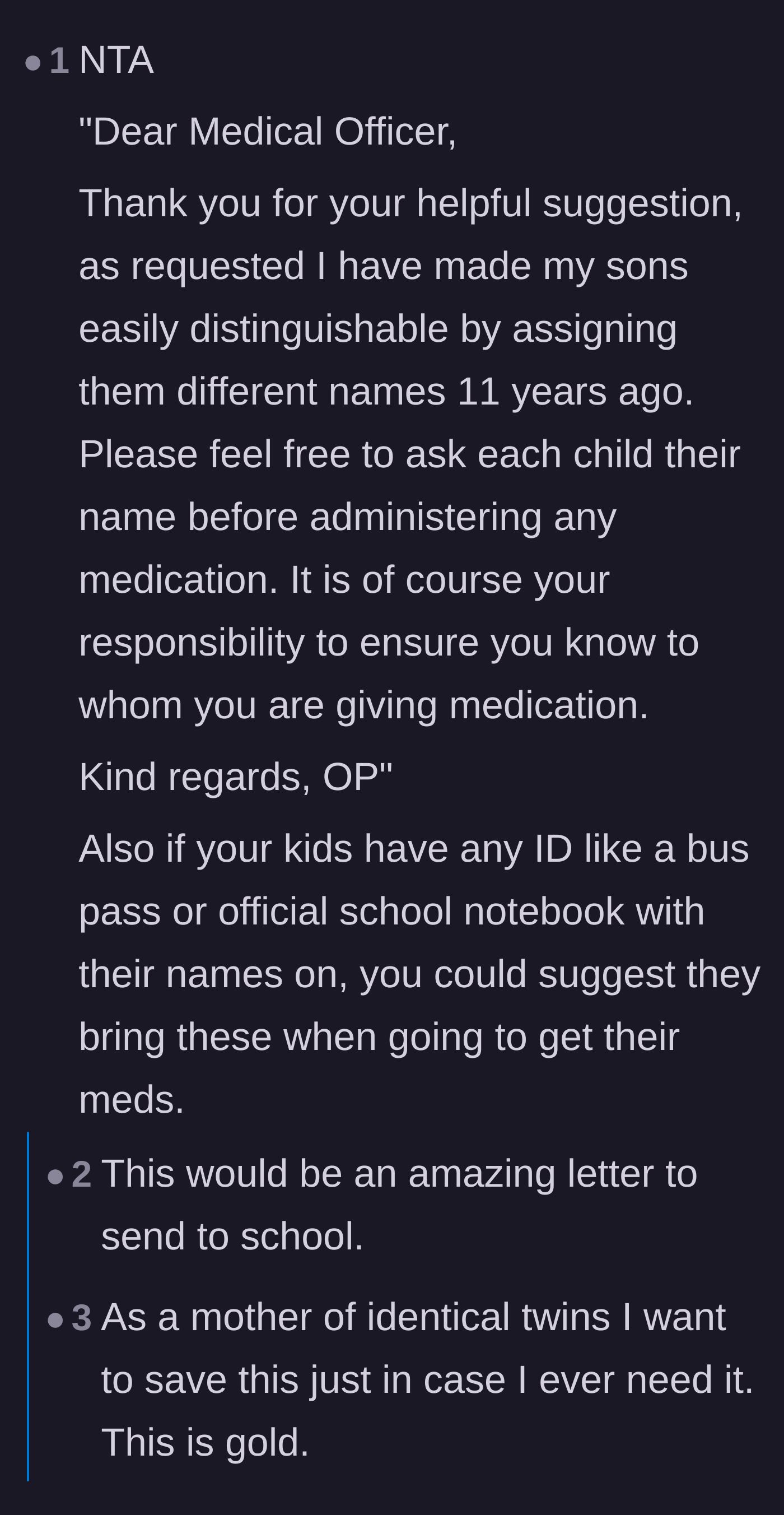 Comment thread 1 - Readers draft a sarcastic email for the mother to send and share stories of parents outsmarting school staff.