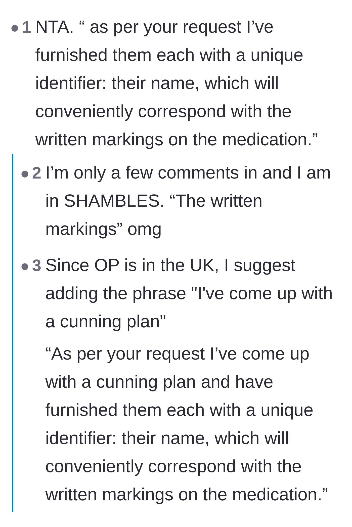 Comment thread 3 - Another hilarious email draft referring to the children's names as high-tech unique identifiers.