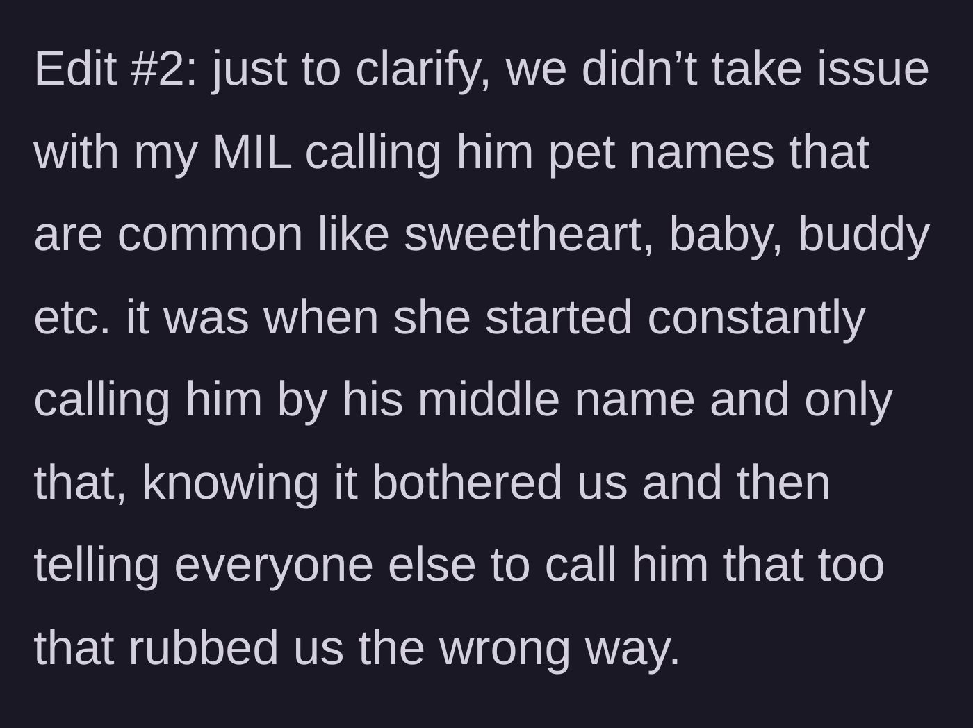 Story part 7 - A final clarification that casual pet names were never the issue, but the coordinated campaign to rename the child was.