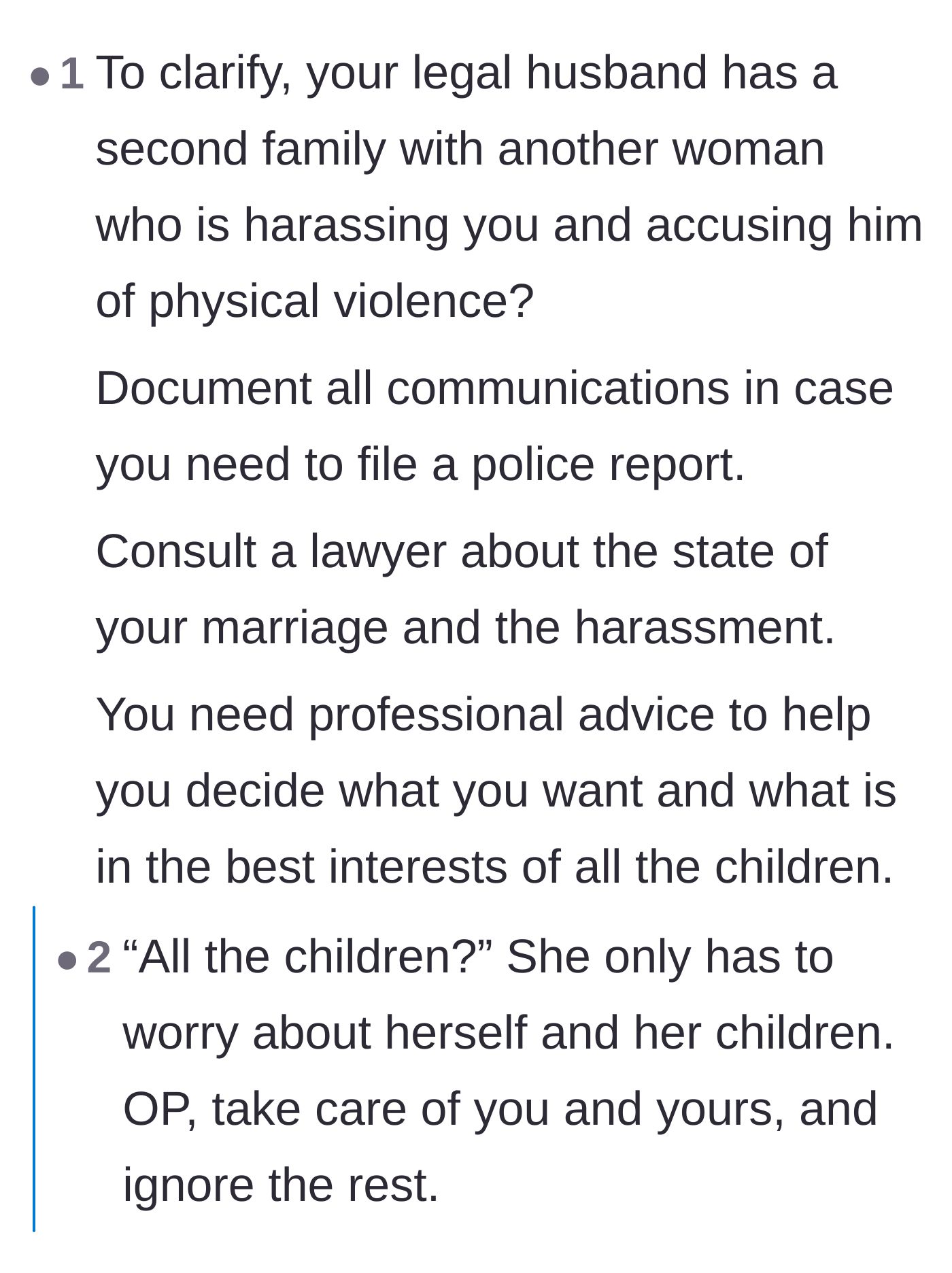 Comment thread 4 - Discussions on rushing to file for child support first and the moral obligation to alert authorities about the innocent secret children.