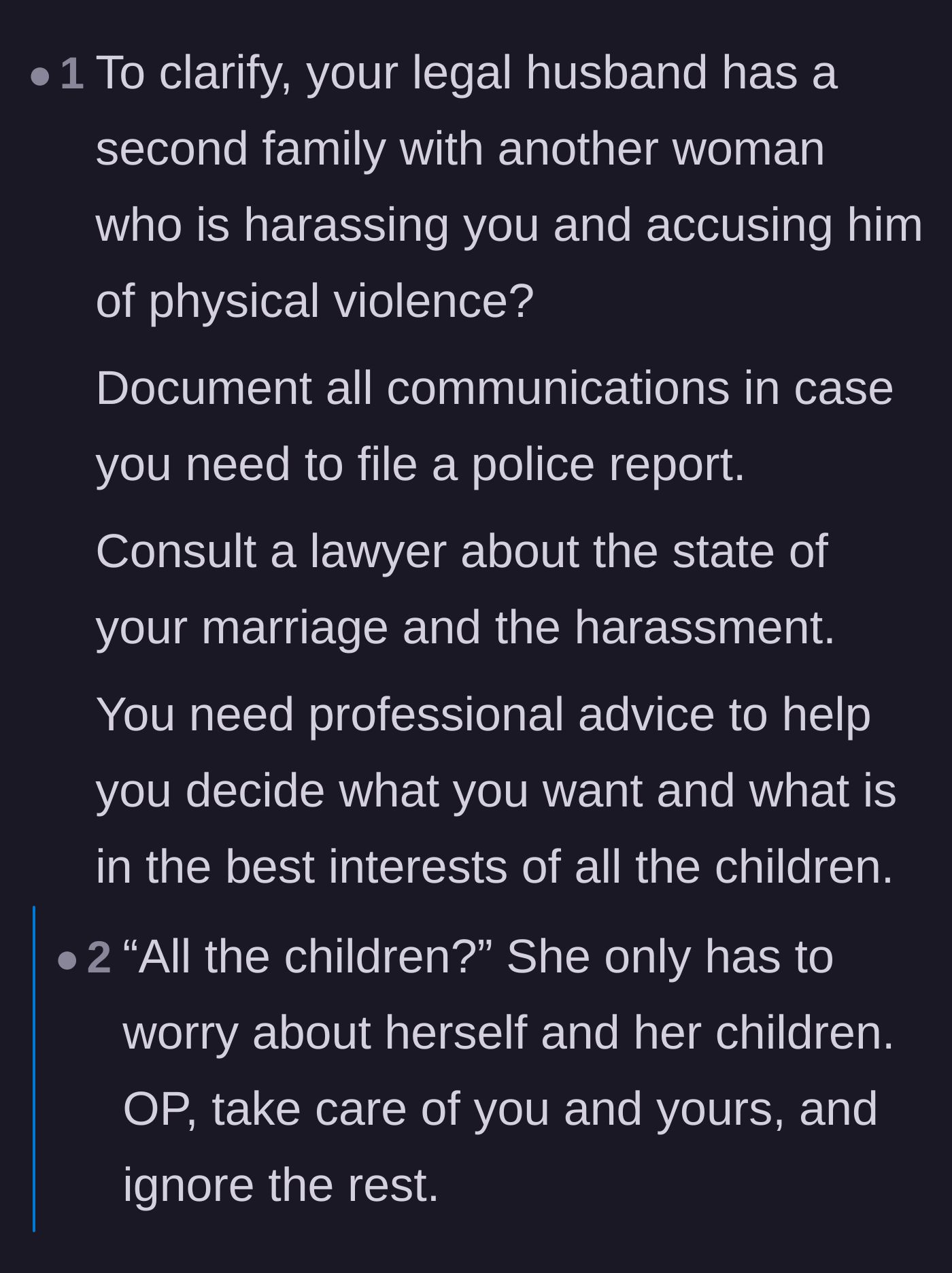 Comment thread 4 - Discussions on rushing to file for child support first and the moral obligation to alert authorities about the innocent secret children.