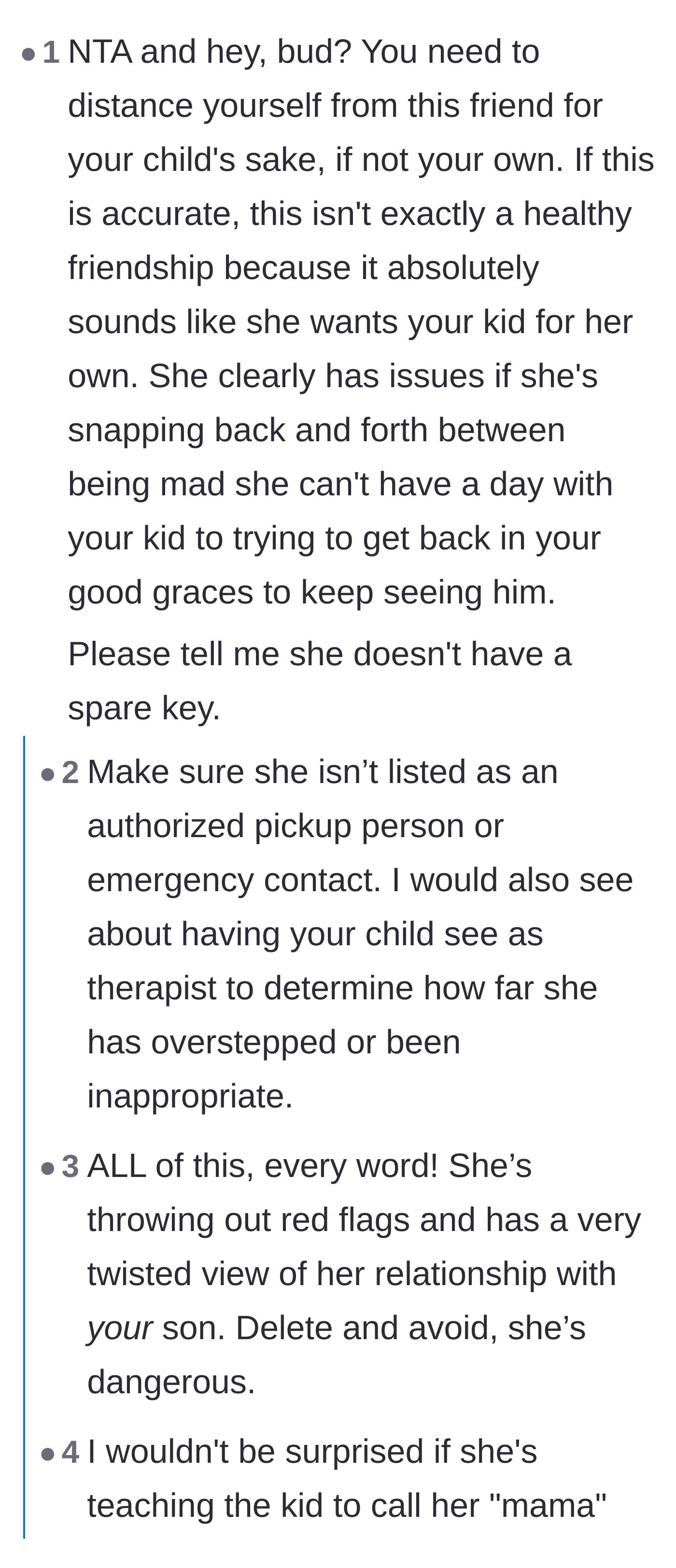 Comment thread 2 - Actionable advice on securing the home and removing the friend from emergency contacts