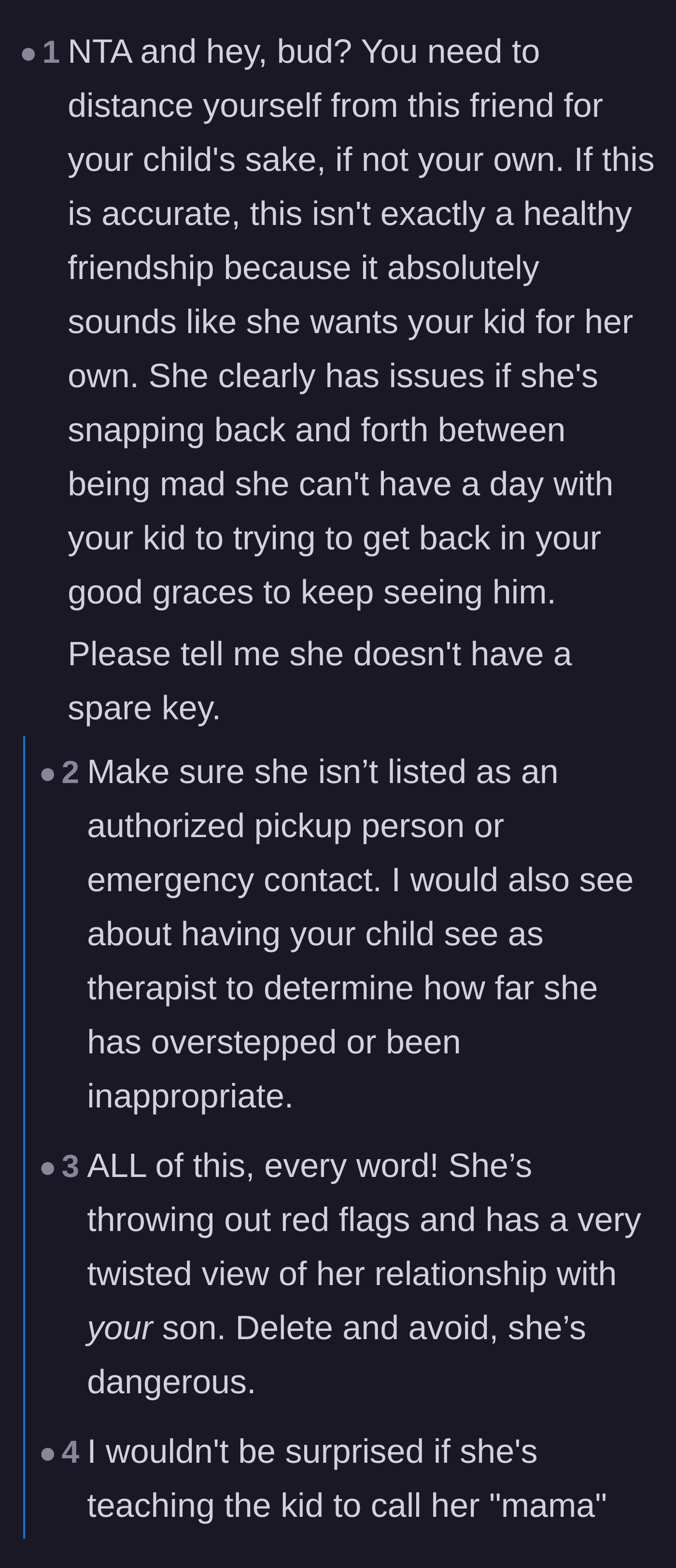 Comment thread 2 - Actionable advice on securing the home and removing the friend from emergency contacts