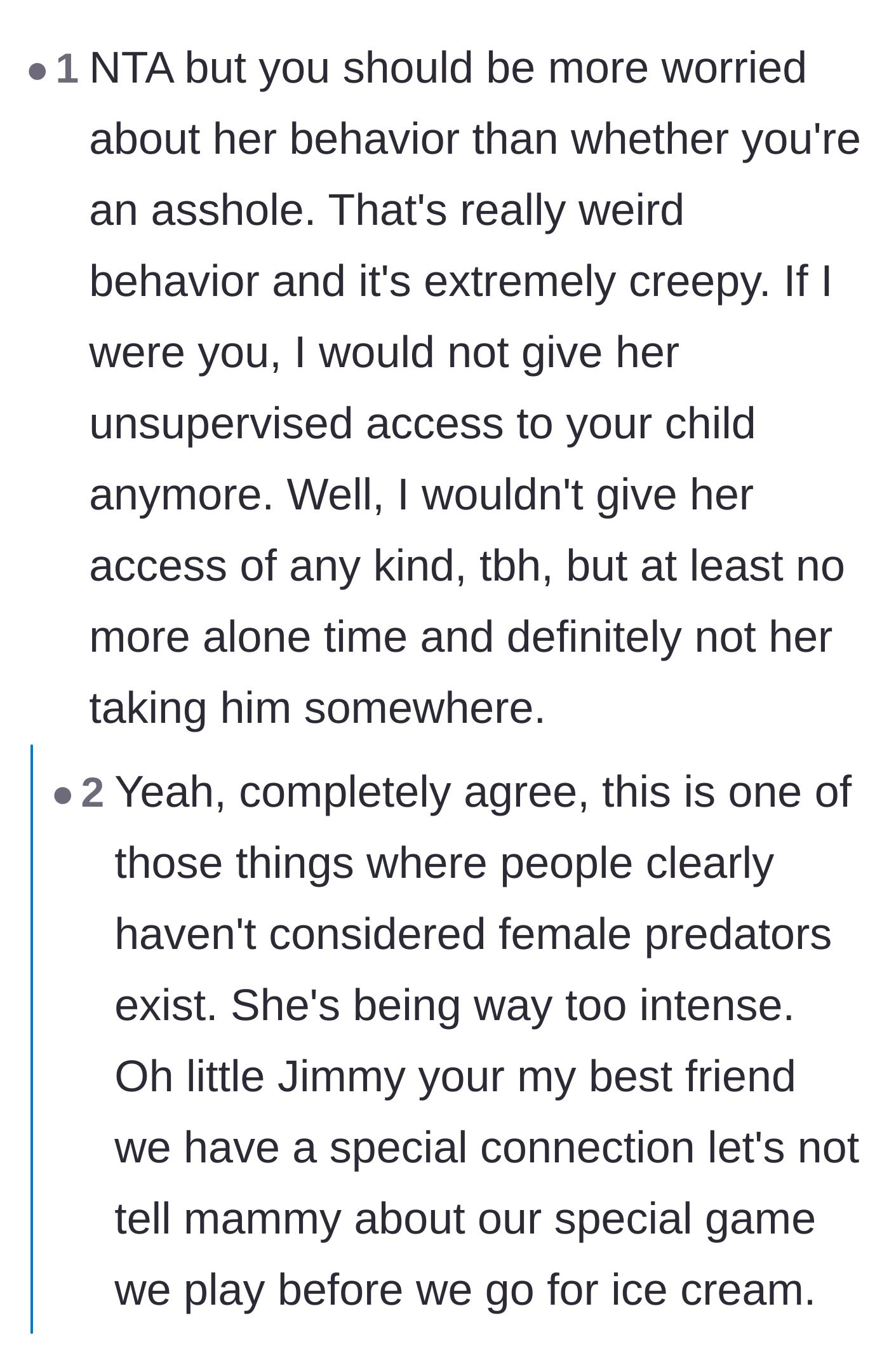 Comment thread 6 - Darker warnings about the potential for predatory behavior and grooming