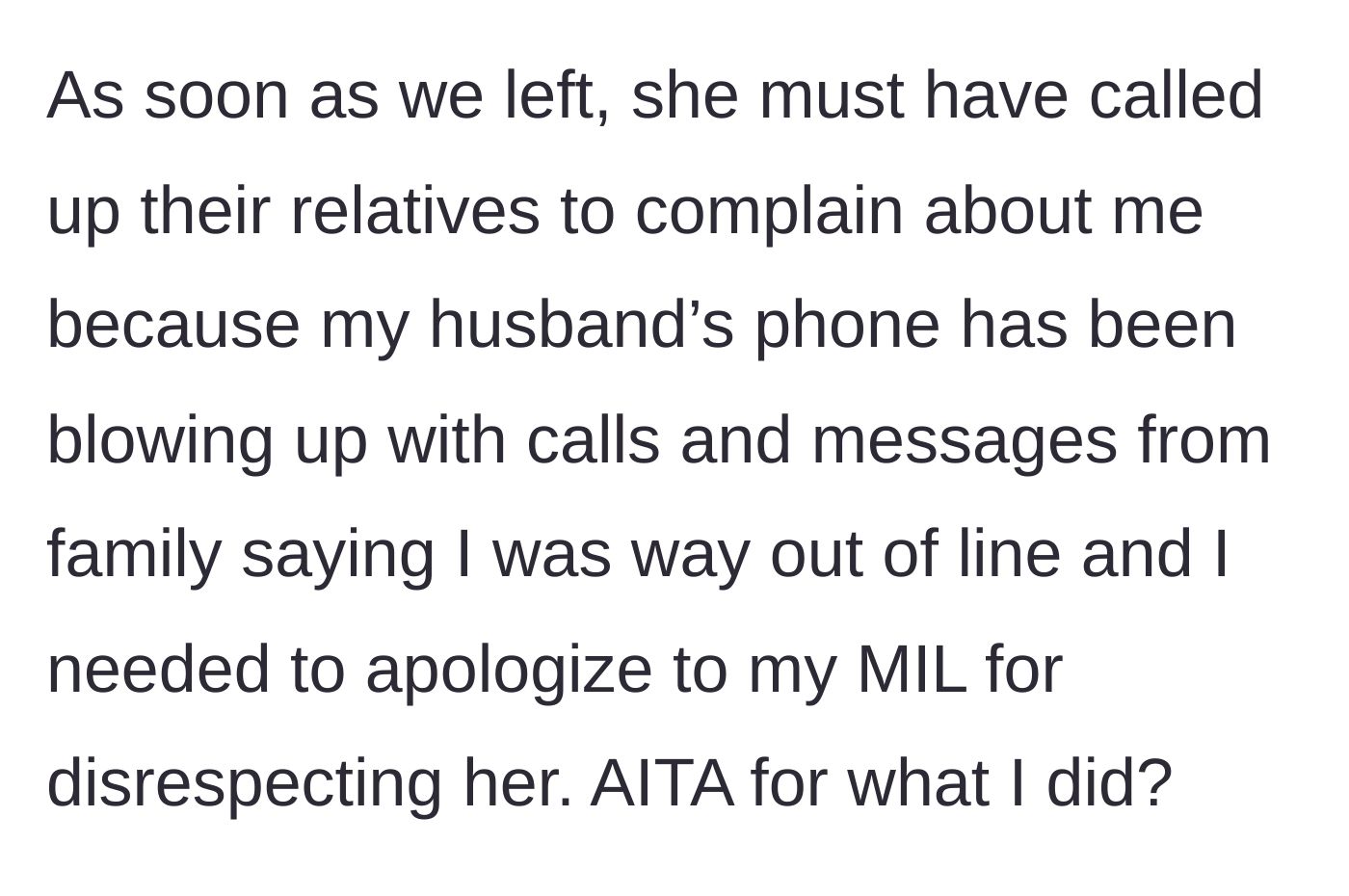 Story part 7 - Relatives begin blowing up the husband's phone demanding the mother apologize for disrespect.