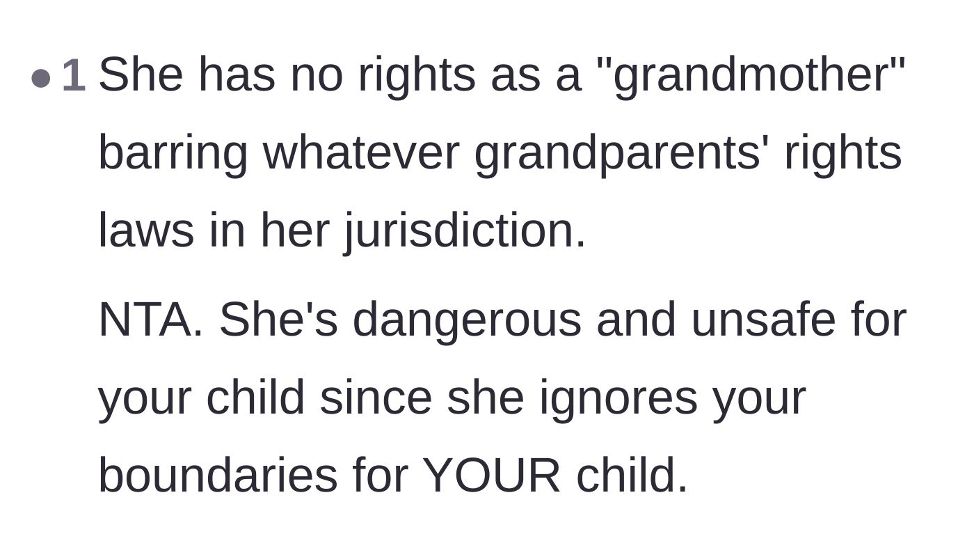 Comment thread 4 - Rejecting the concept of grand-parental rights and labeling the mother-in-law as fundamentally unsafe.