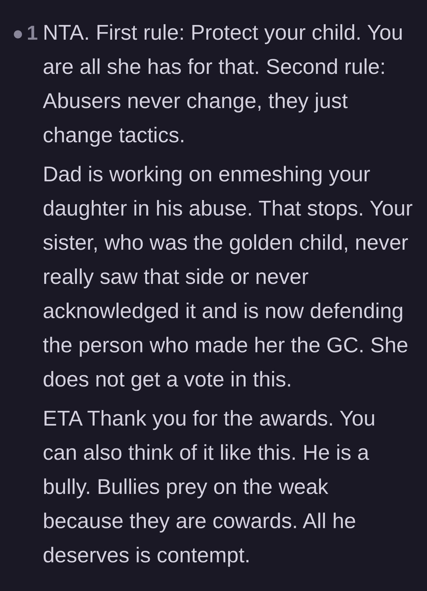 Comment thread 4 - Analysis of how abusers pivot their tactics and why the golden child defends the toxic dynamic.