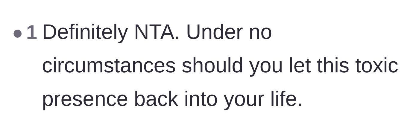 Comment thread 6 - Final reiteration that the grandfather should never be allowed back into their lives.