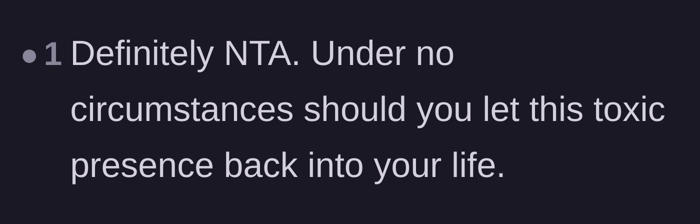Comment thread 6 - Final reiteration that the grandfather should never be allowed back into their lives.