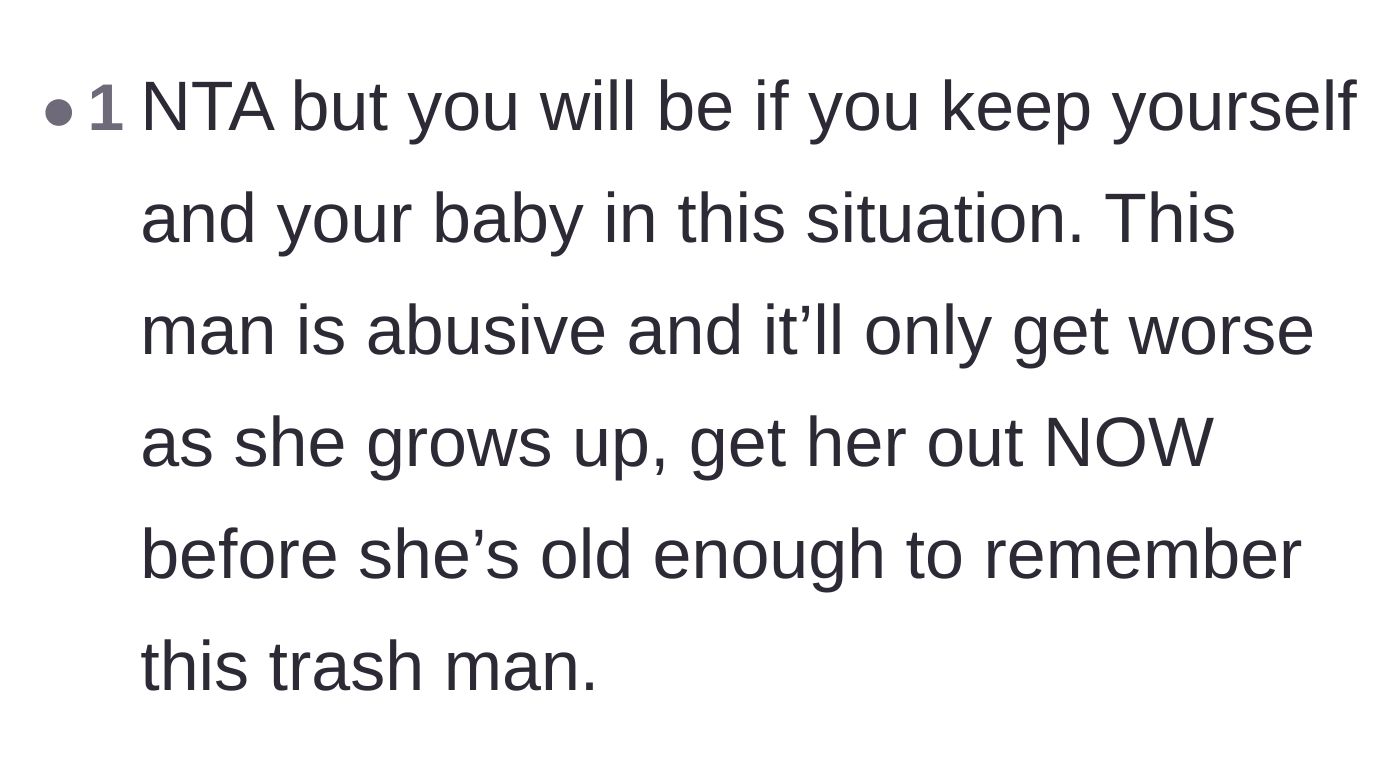 Comment thread 4 - Advice emphasizing the long-term psychological impact on a child growing up with an abusive father.