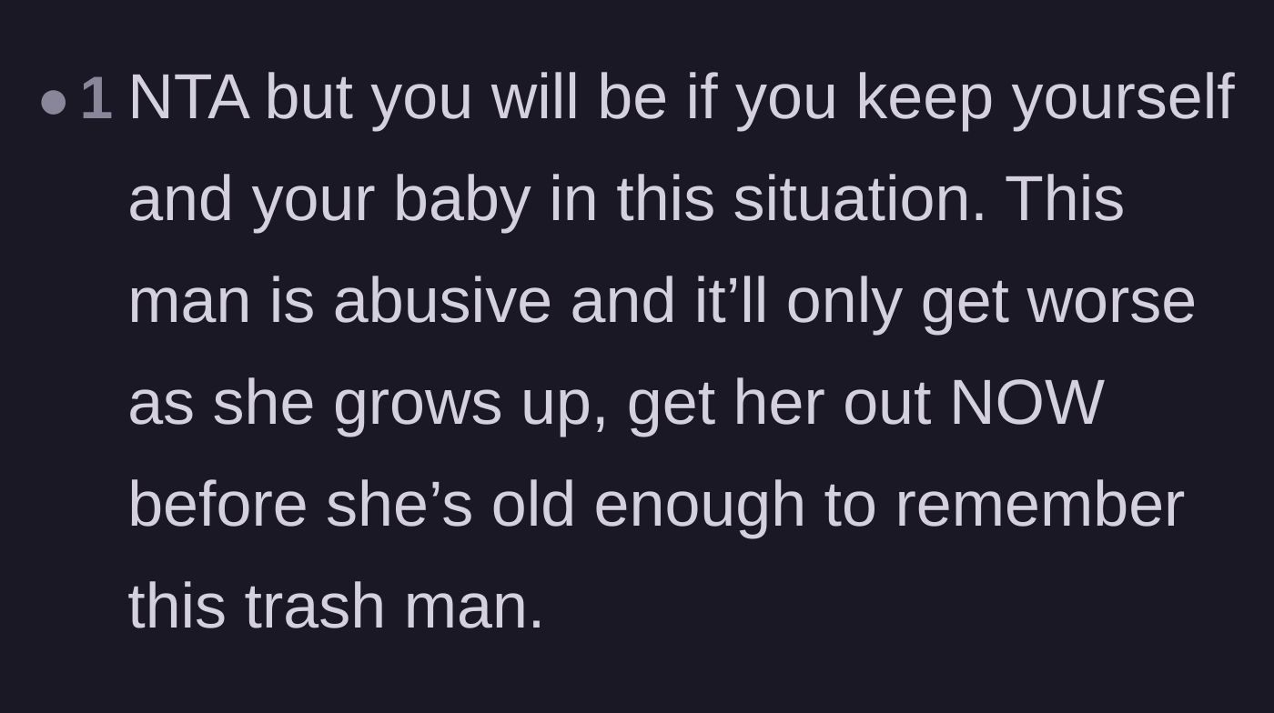 Comment thread 4 - Advice emphasizing the long-term psychological impact on a child growing up with an abusive father.