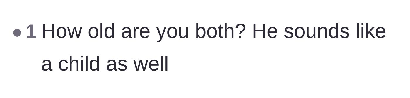 Comment thread 6 - A reader questioning the parents' ages due to the father's extreme immaturity.