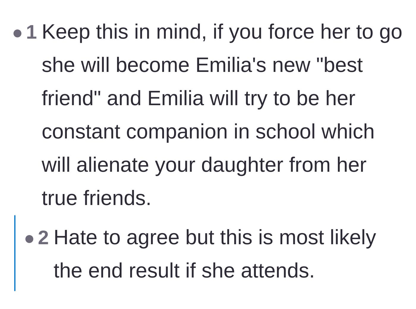 Comment thread 3 - Readers share personal stories of how forcing 'kind' kids to befriend disruptive classmates ends up alienating them from their actual friends.