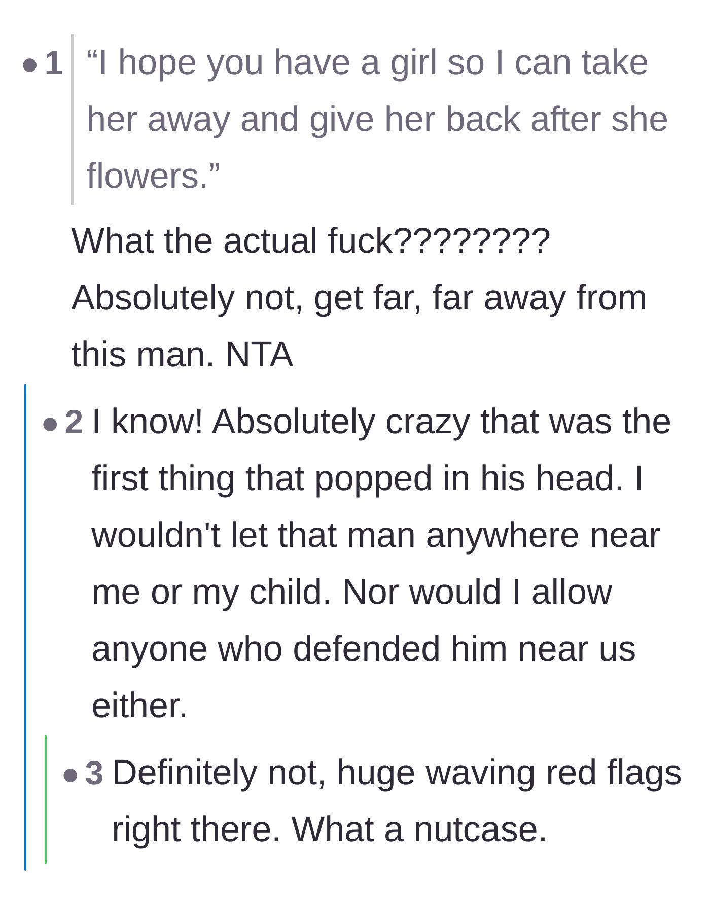 Comment thread 6 - Absolute disgust over the brother-in-law's predatory comment regarding the pregnancy.