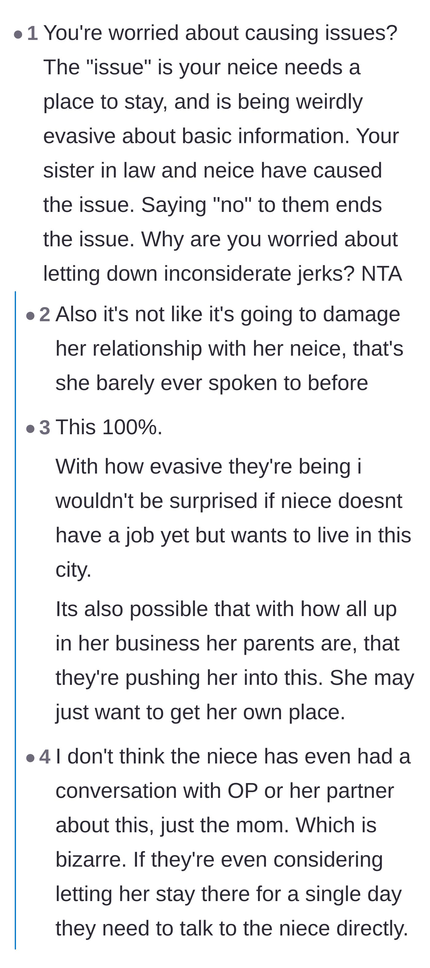 Comment thread 5 - Pointing out that saying no immediately ends the issue, while saying yes only starts the drama.
