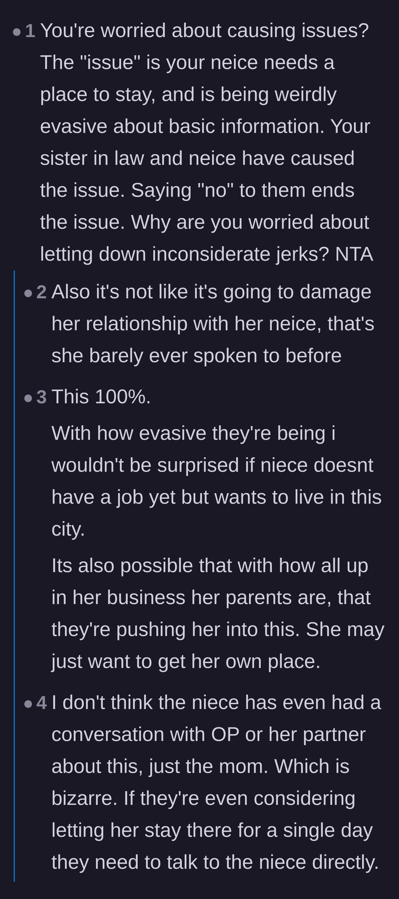 Comment thread 5 - Pointing out that saying no immediately ends the issue, while saying yes only starts the drama.