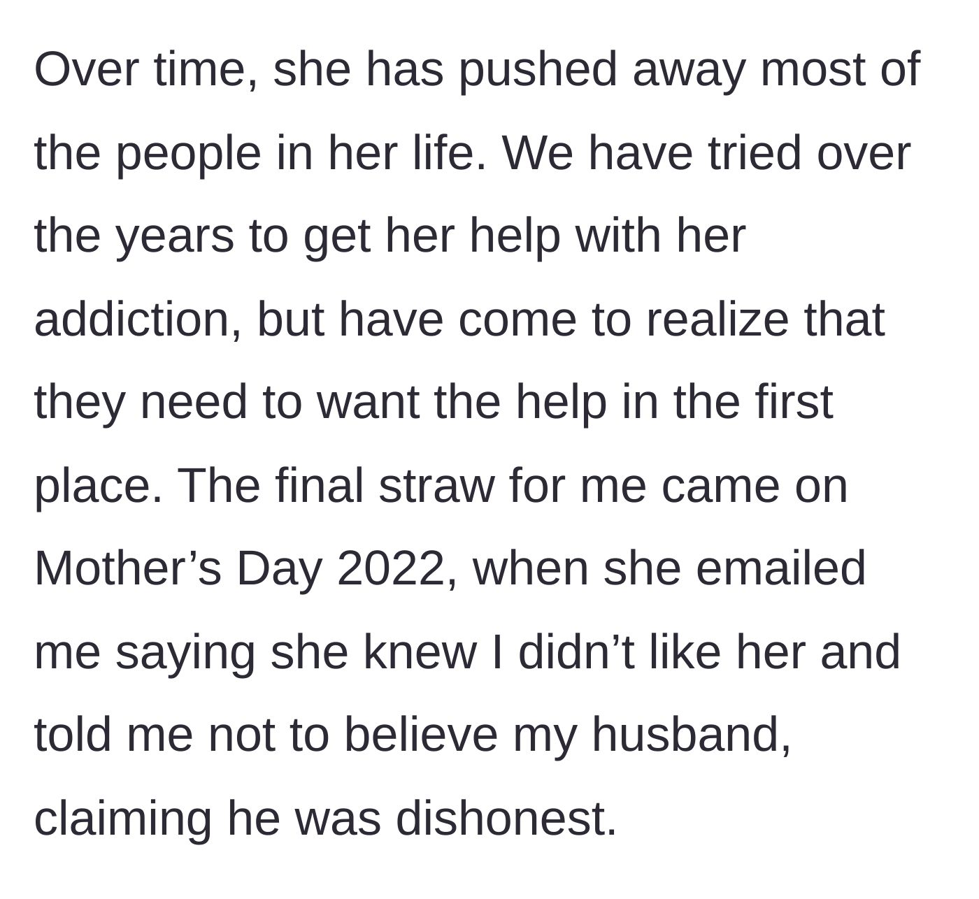 Story part 8 - The mother-in-law pushes everyone away and sends a toxic Mother's Day email trying to pit the couple against each other.