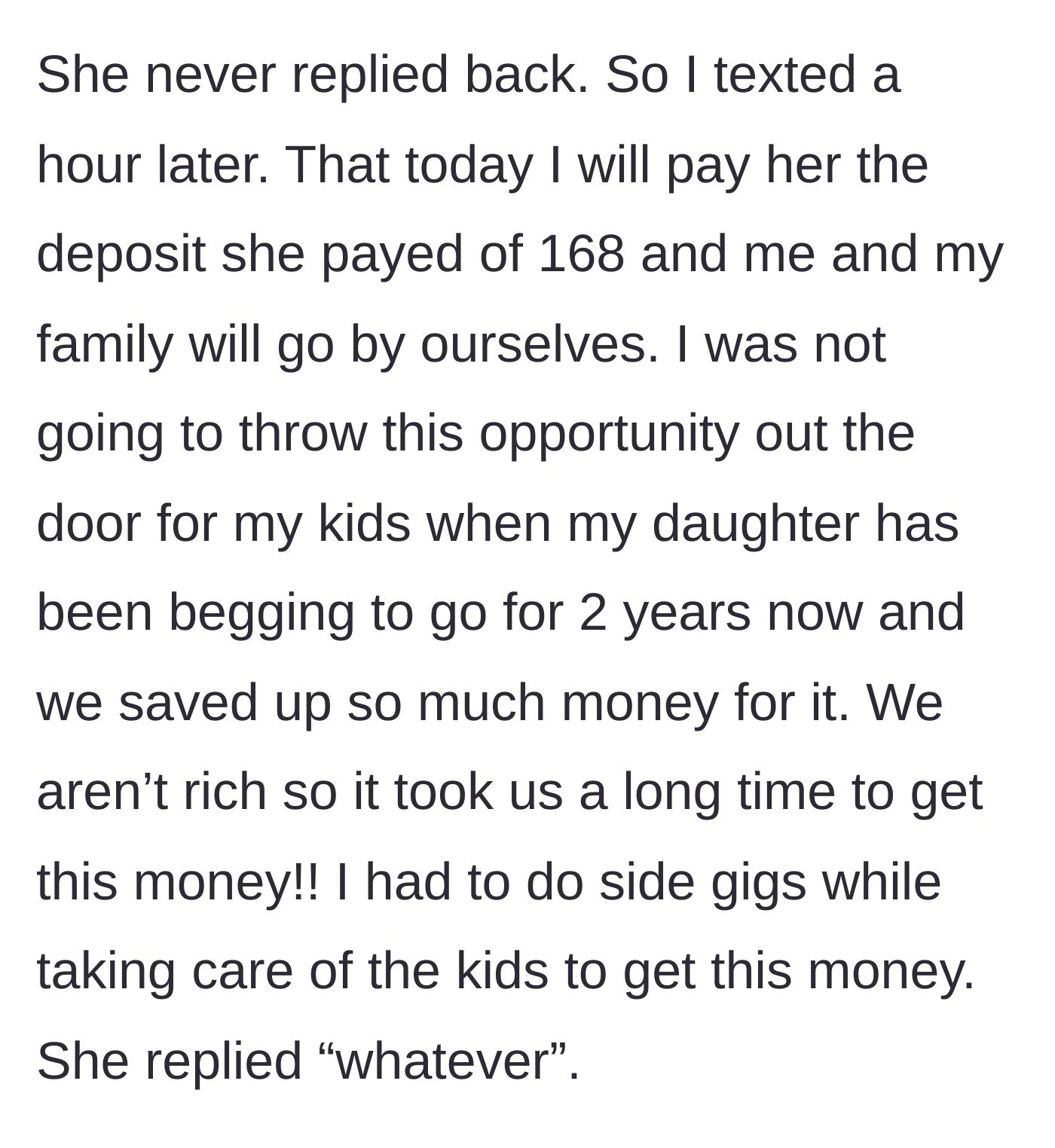 Story part 11 - The main character re-clarifying her stance