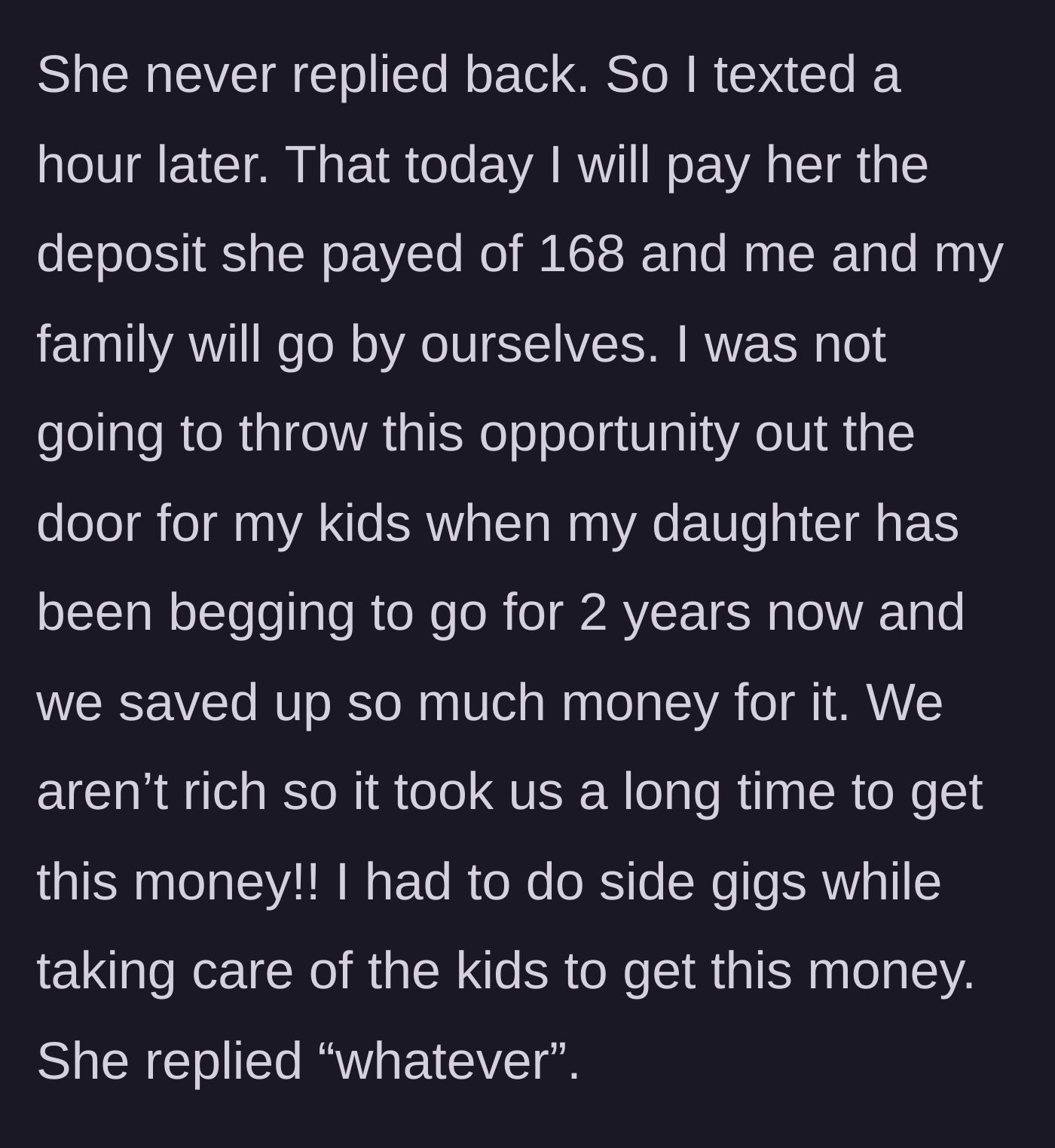 Story part 11 - The main character re-clarifying her stance