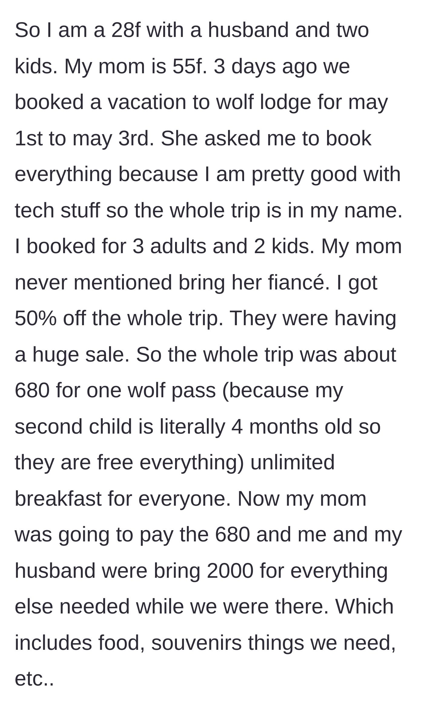 Story part 1 - Booking the discounted Wolf Lodge trip for five people