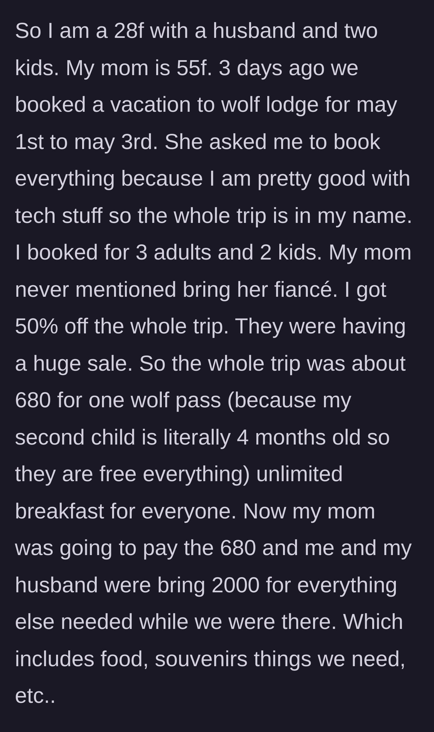 Story part 1 - Booking the discounted Wolf Lodge trip for five people